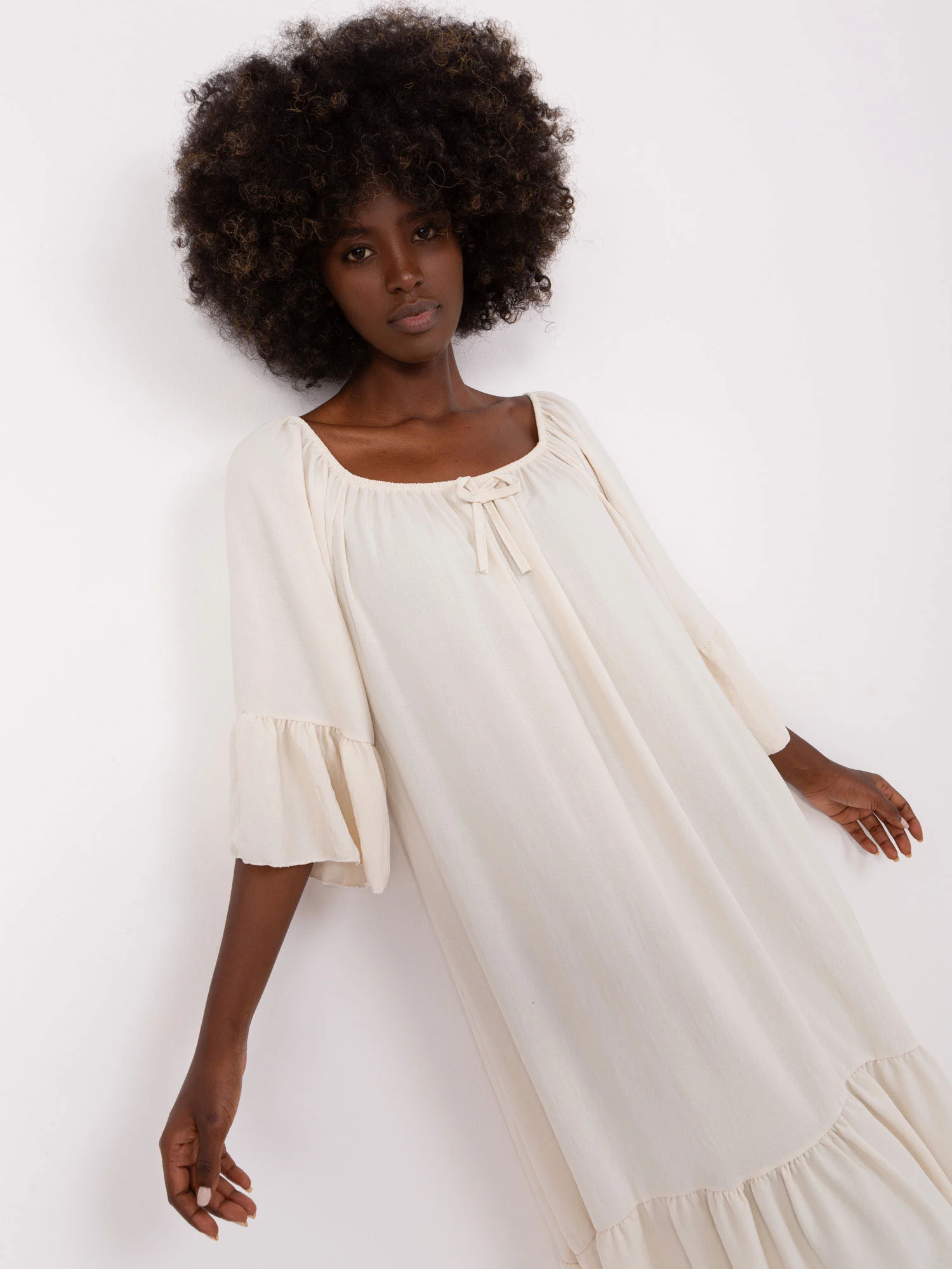 Rochie Dama Maneca 3/4, Oversize, ITALY MODA, Bej - Image 2