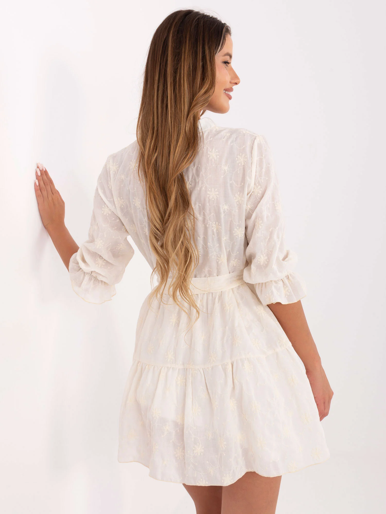 Rochie Dama Mini, Floral, LAKERTA, Bej de Vara - imagine 3