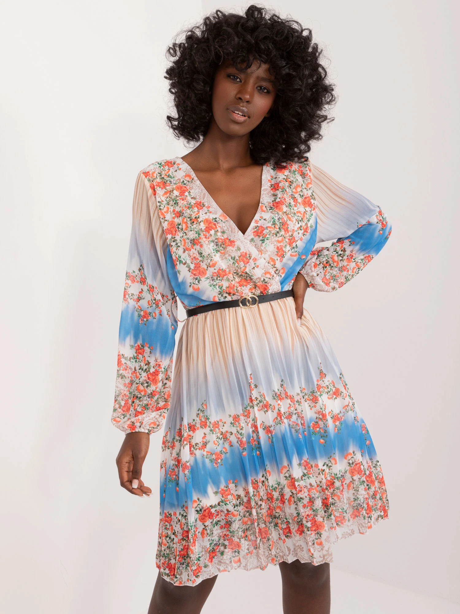 Rochie Dama Maxi, Floral, ITALY MODA, Bej - Image 4