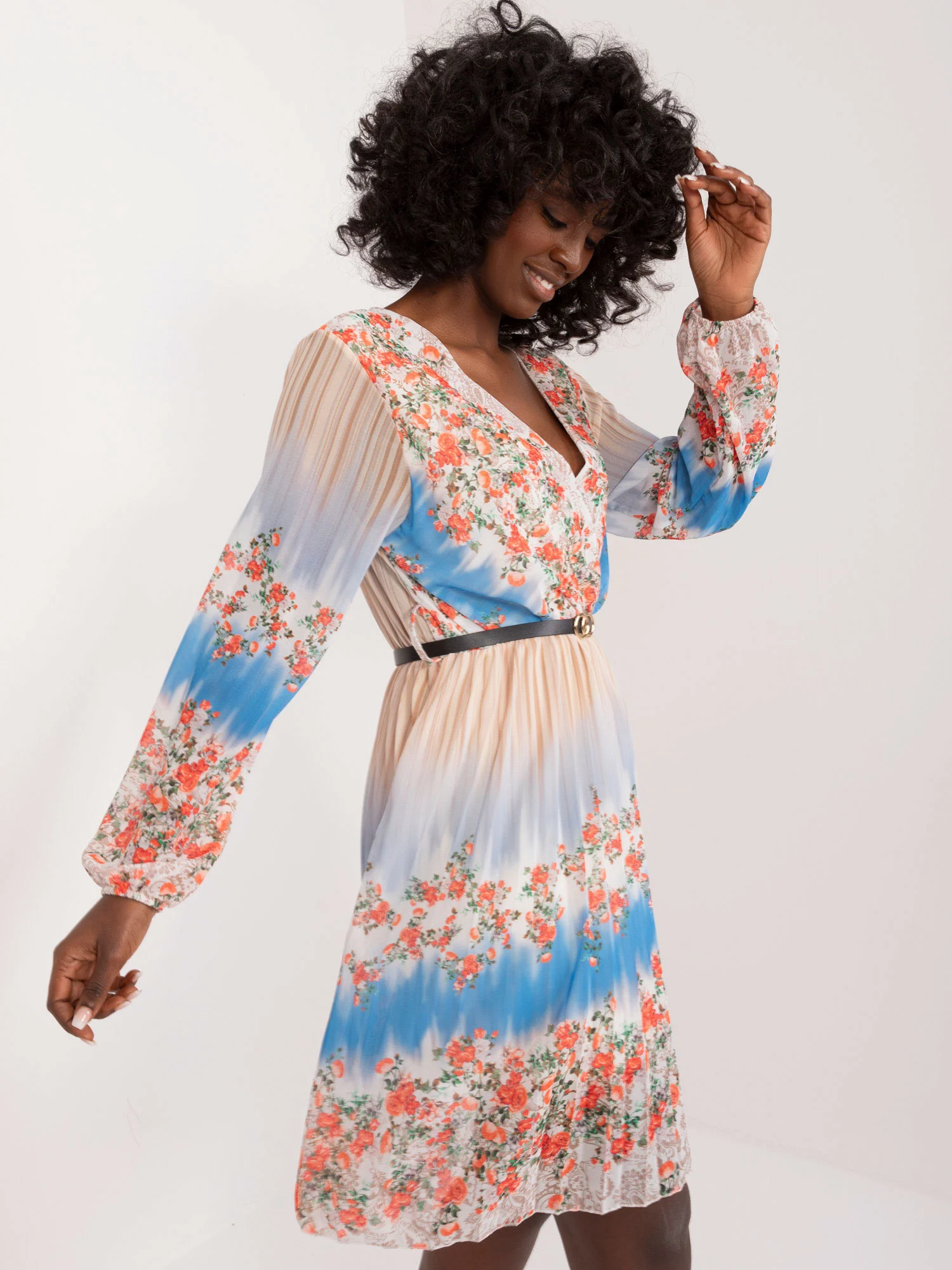 Rochie Dama Maxi, Floral, ITALY MODA, Bej - Image 3