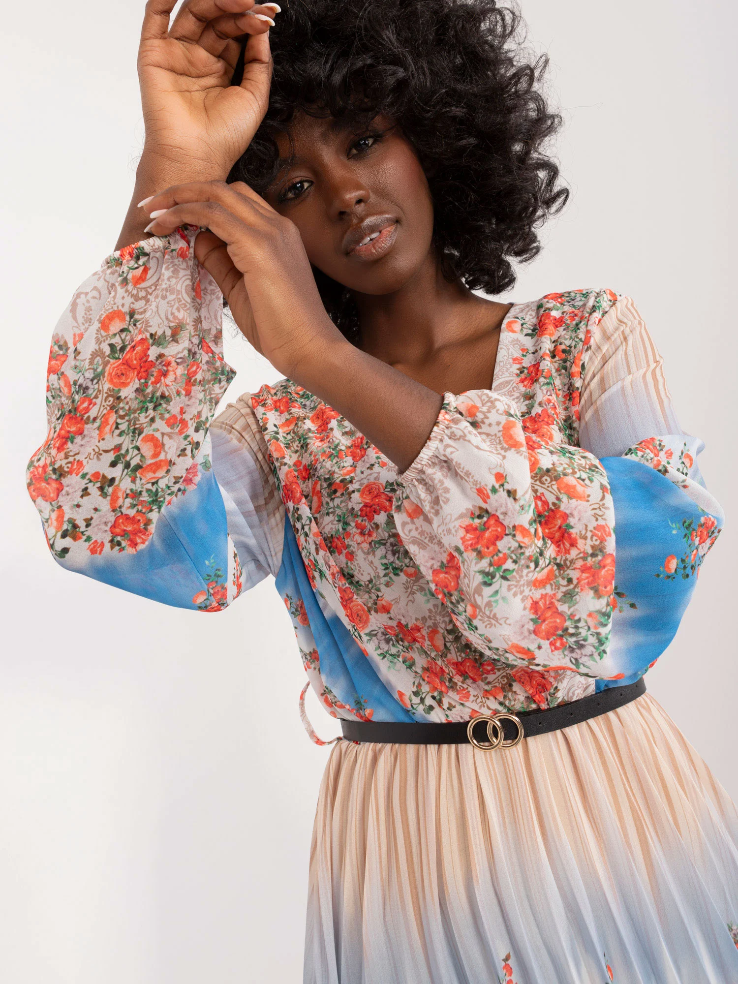 Rochie Dama Maxi, Floral, ITALY MODA, Bej - Image 5