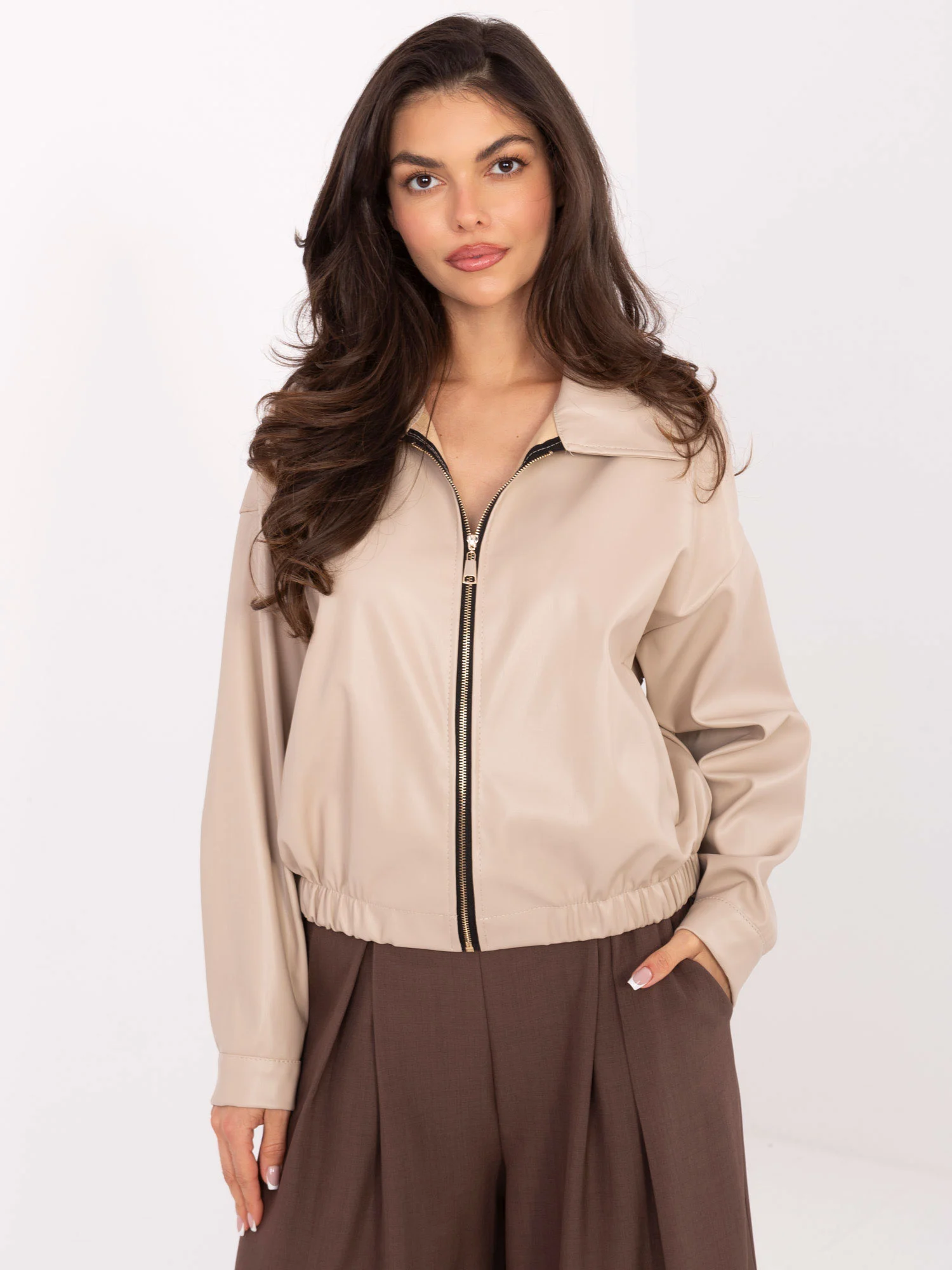 Jacheta Dama Mini, Guler inalt, RUE PARIS, Bej de Vara - imagine 2
