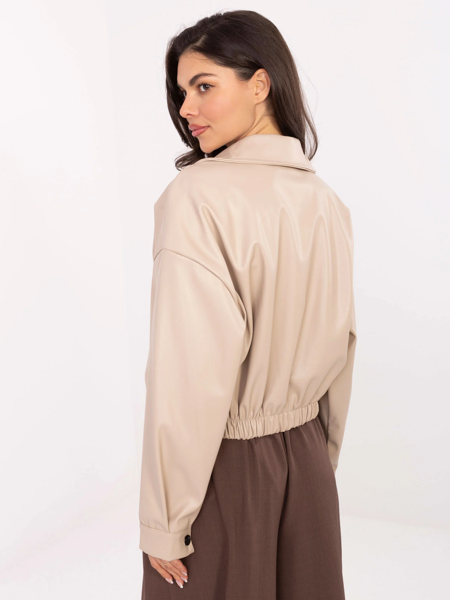 Jacheta Dama Mini, Guler inalt, RUE PARIS, Bej de Vara - imagine 5