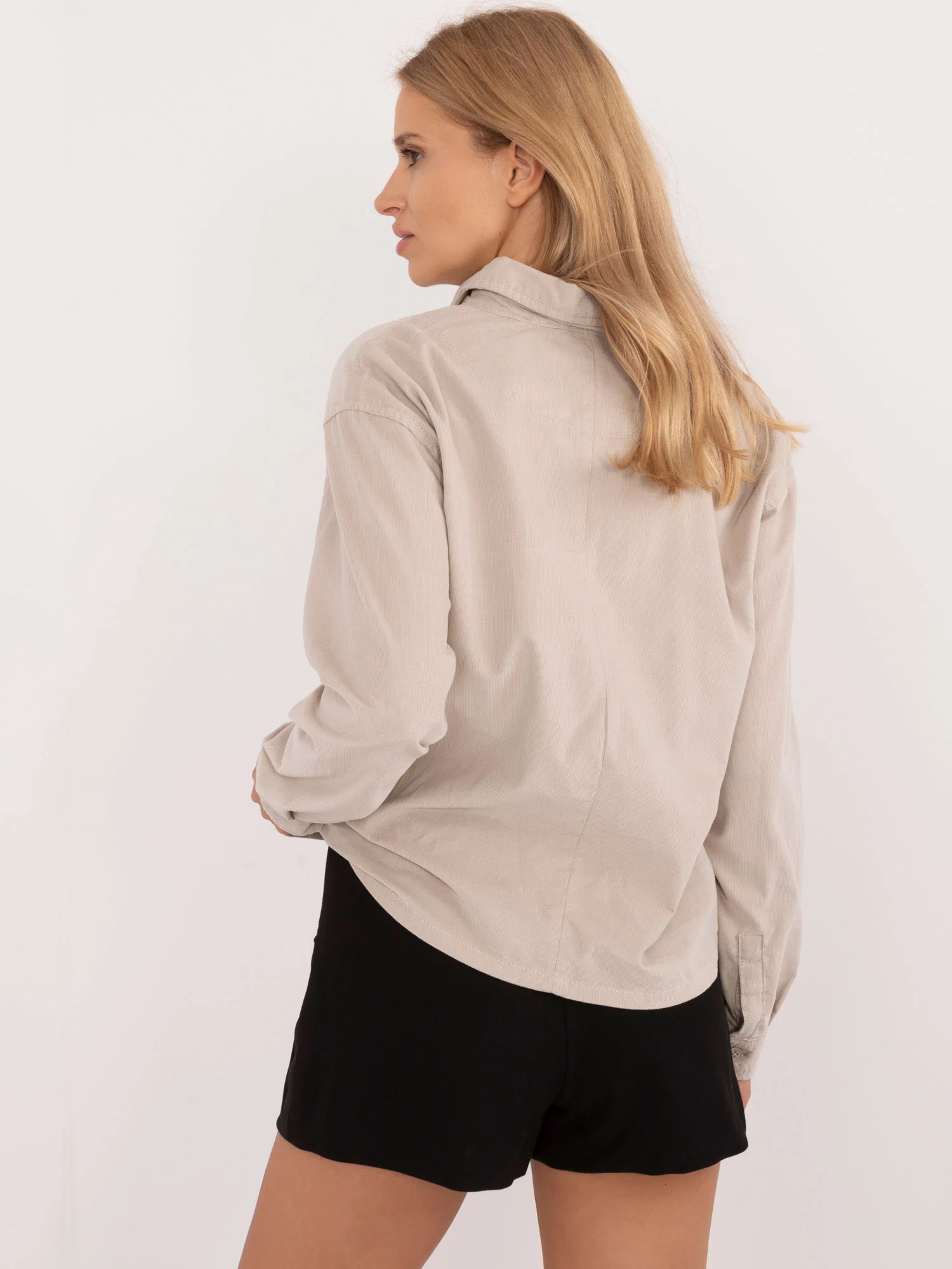 Camasa Dama Maneca lunga, Guler inalt, Sublevel, Bej Eleganta Office - imagine 6