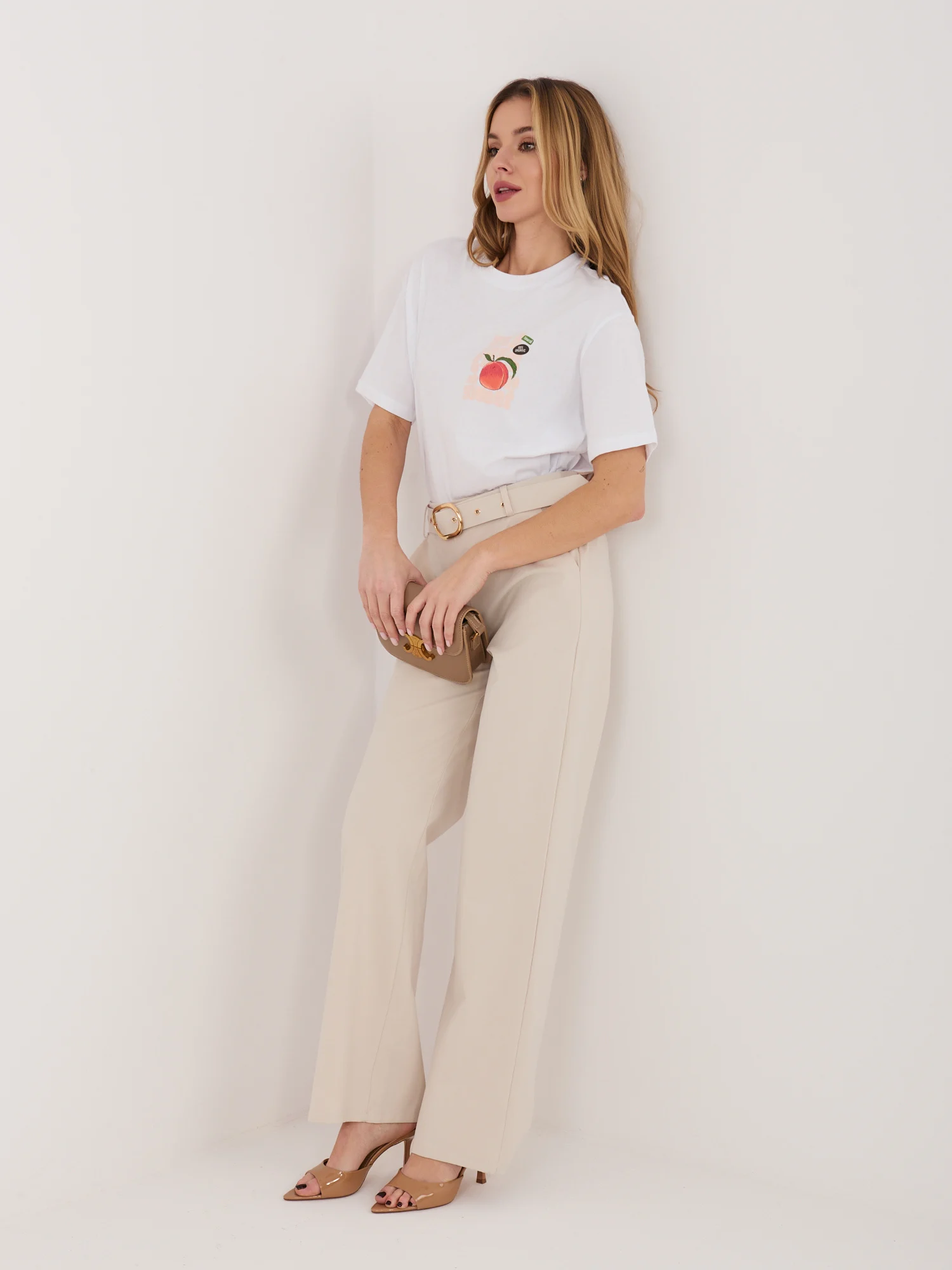 Pantaloni Dama Lunga, Croiala dreapta, RUE PARIS, Bej - imagine 3