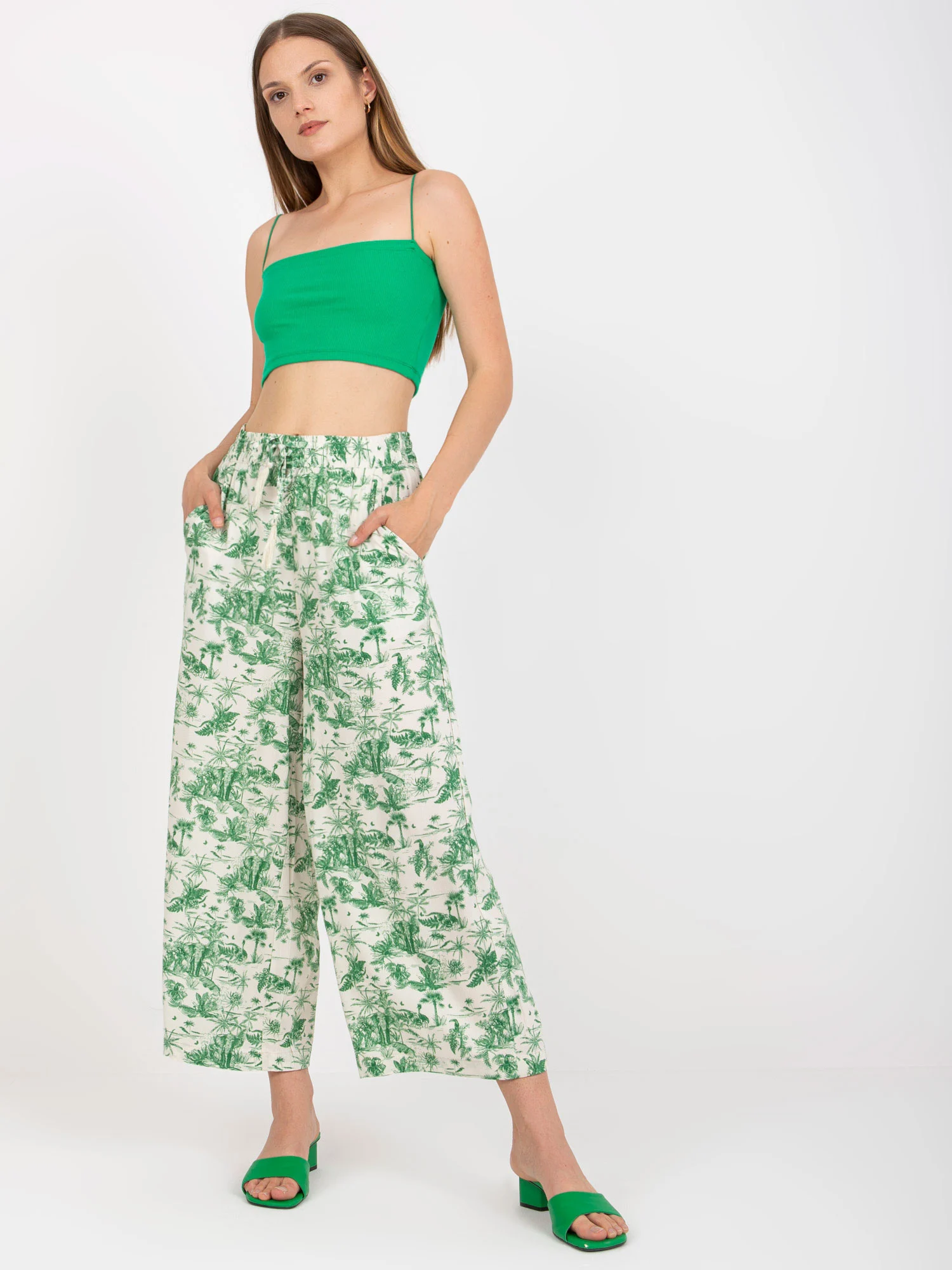 Pantaloni Dama Imprimat, Lejera, Sublevel, Bej Casual - imagine 5