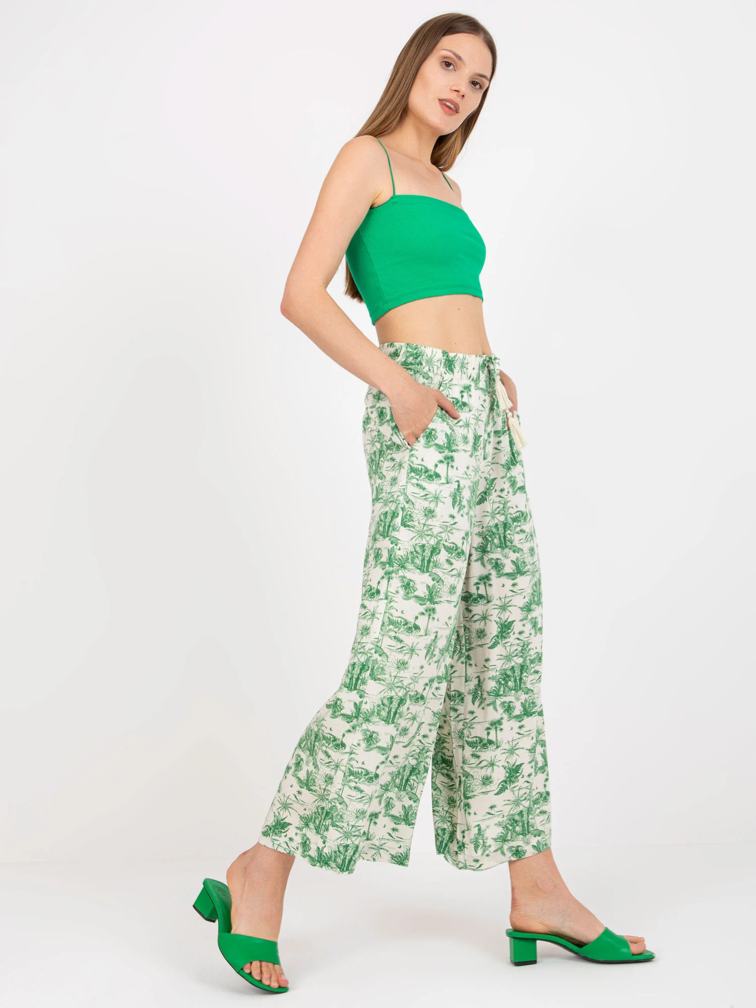 Pantaloni Dama Imprimat, Lejera, Sublevel, Bej Casual - imagine 2