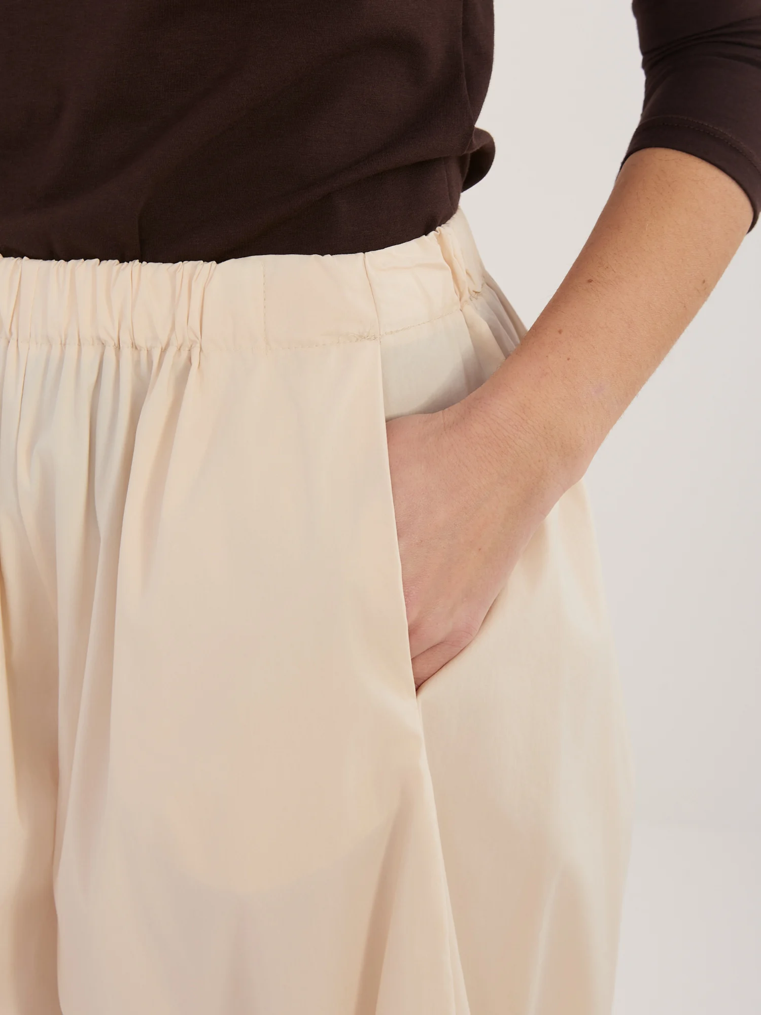 Pantaloni Dama 7/8, Mansete elastice, RUE PARIS, Bej Casual - imagine 5