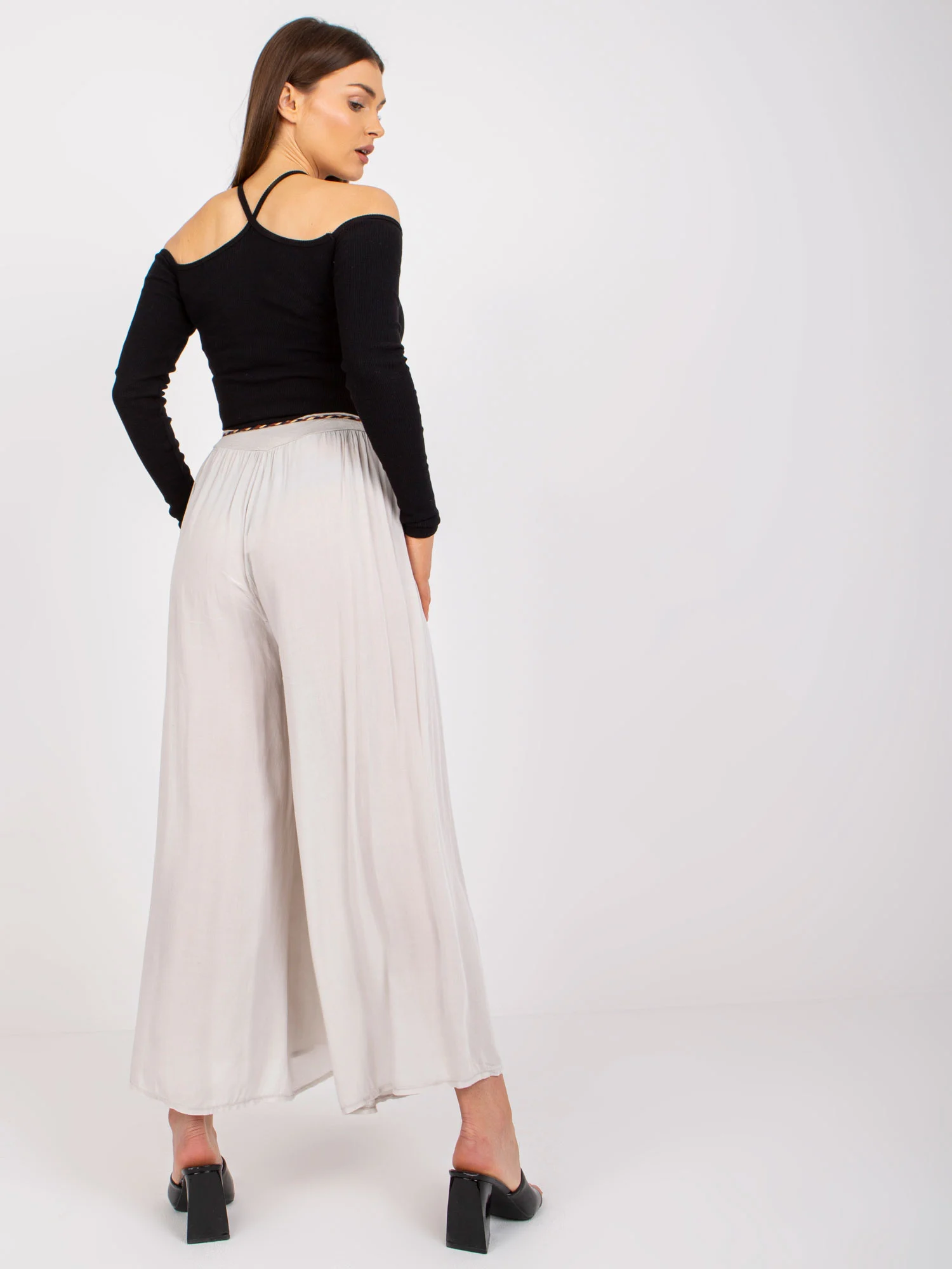 Pantaloni Dama Lunga, Larga, Och Bella, Bej Casual - imagine 3