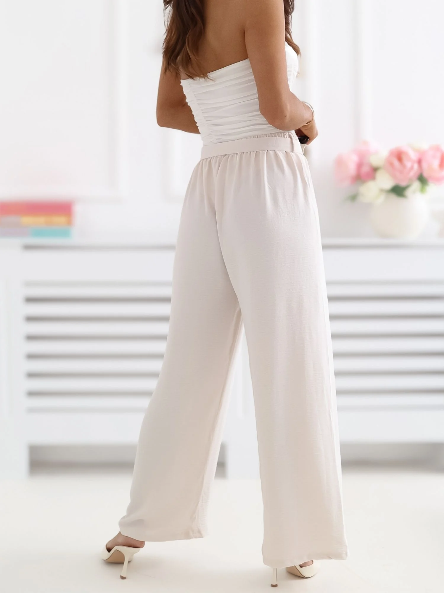 Pantaloni Dama 7/8, Larga, Miss kimery, Bej - imagine 5