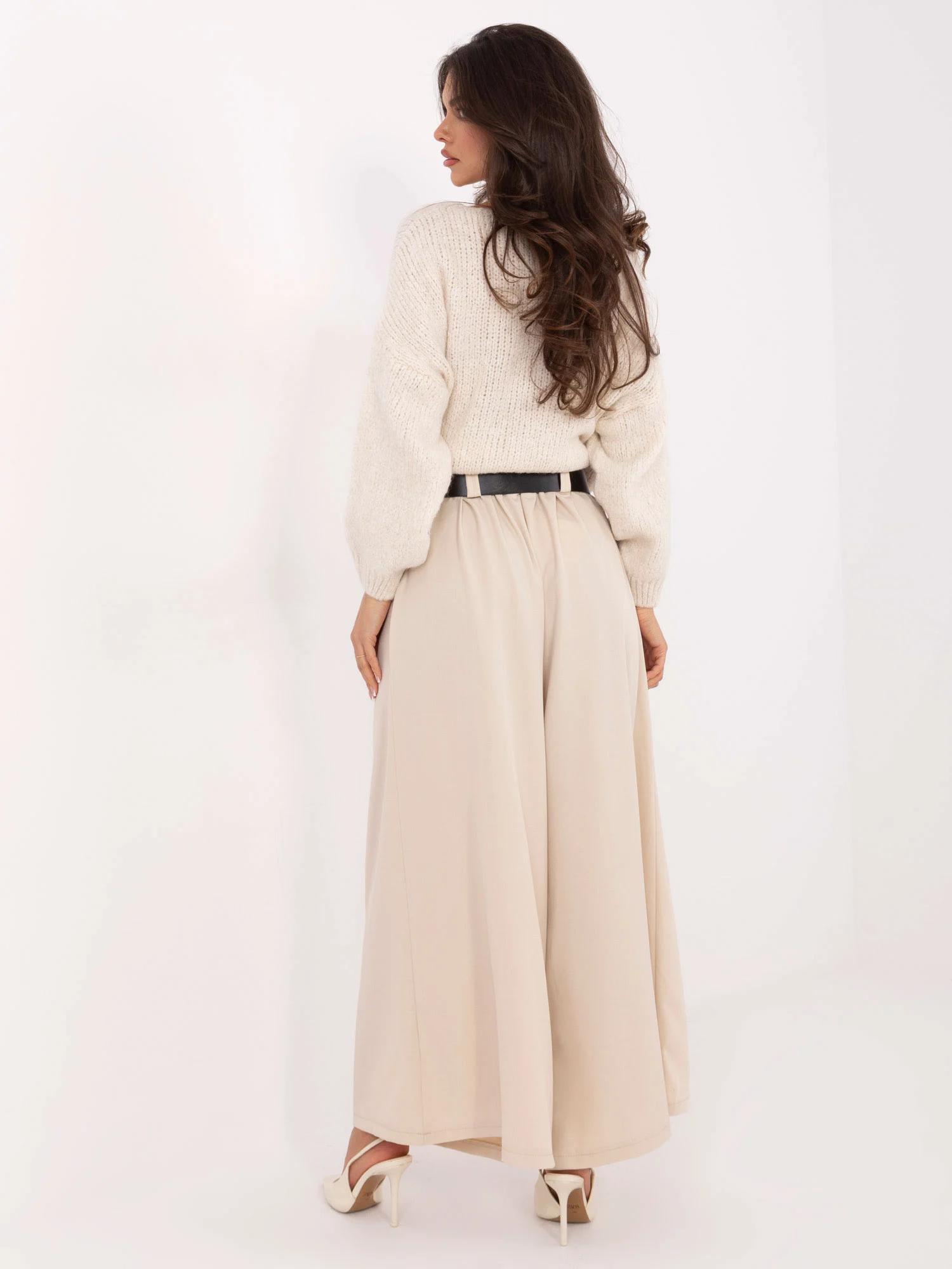 Pantaloni Dama Lunga, Elegant, MODA ITALY, Bej Eleganta Office - imagine 4