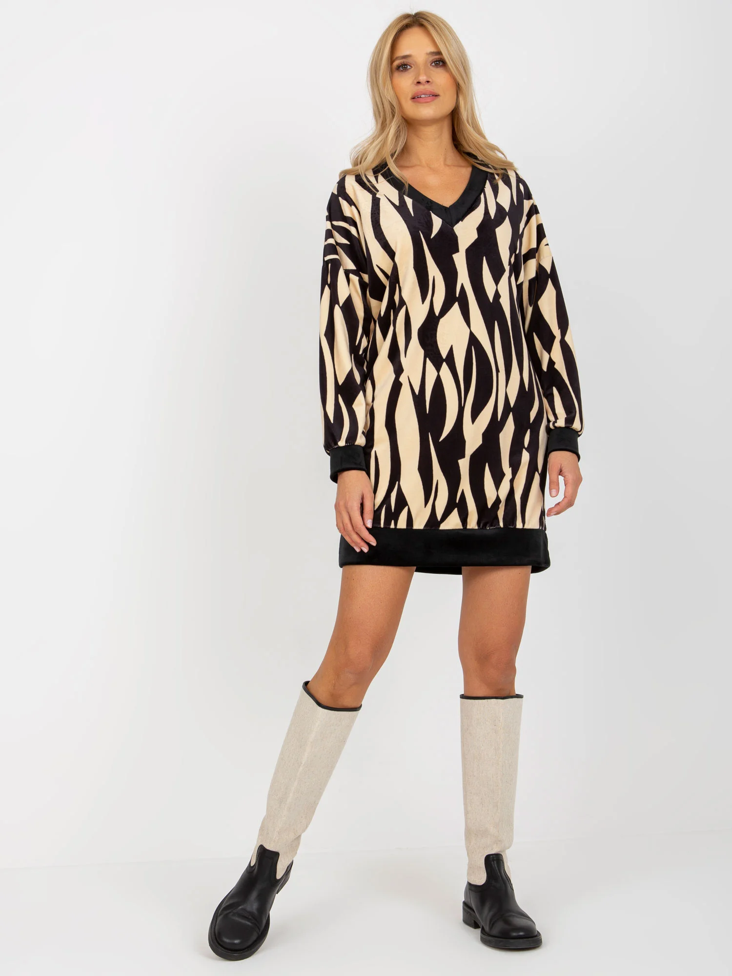 Tunica Dama Maxi, Animal print, RUE PARIS, Bej - imagine 4