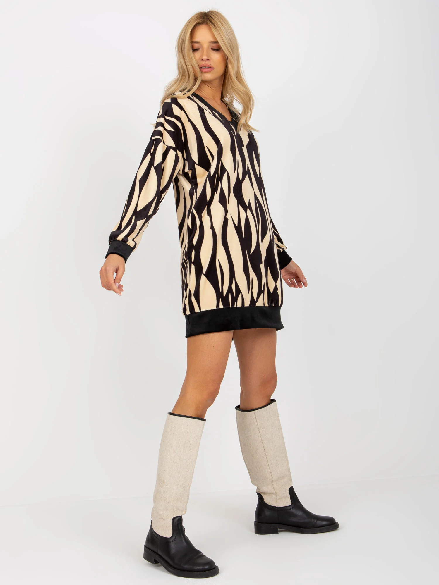 Tunica Dama Maxi, Animal print, RUE PARIS, Bej - imagine 6