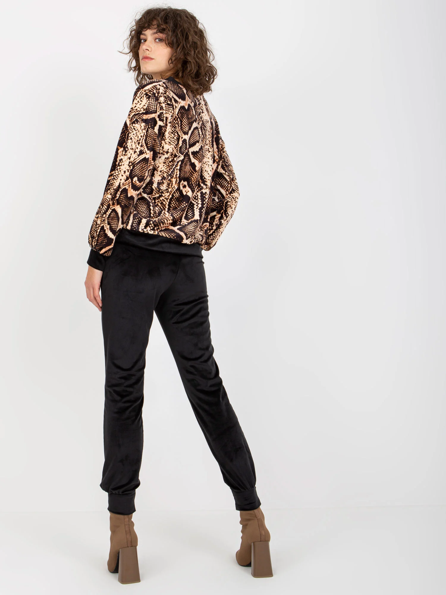 Compleu Dama Maneca lunga, Animal print, RUE PARIS, Bej Casual - imagine 6