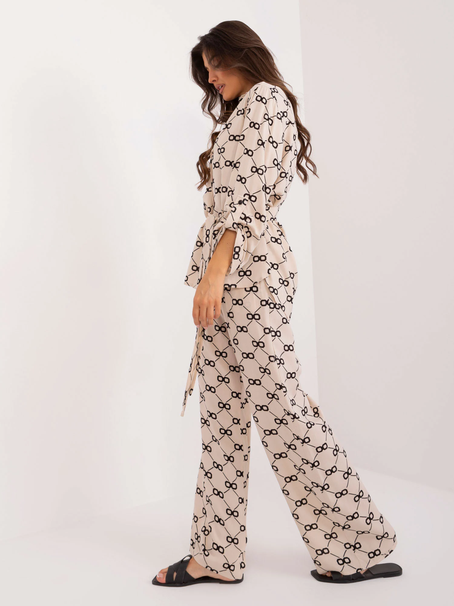 Compleu Dama Maneca lunga, Dreapta, LAKERTA, Bej Casual - imagine 5