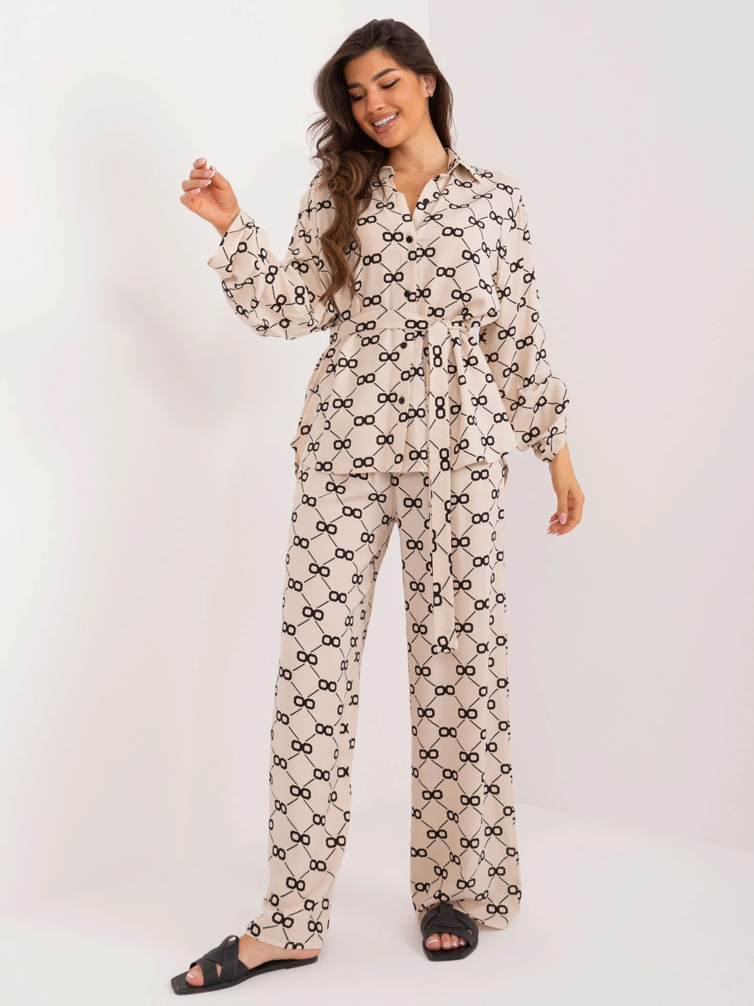 Compleu Dama Maneca lunga, Dreapta, LAKERTA, Bej Casual - imagine 7