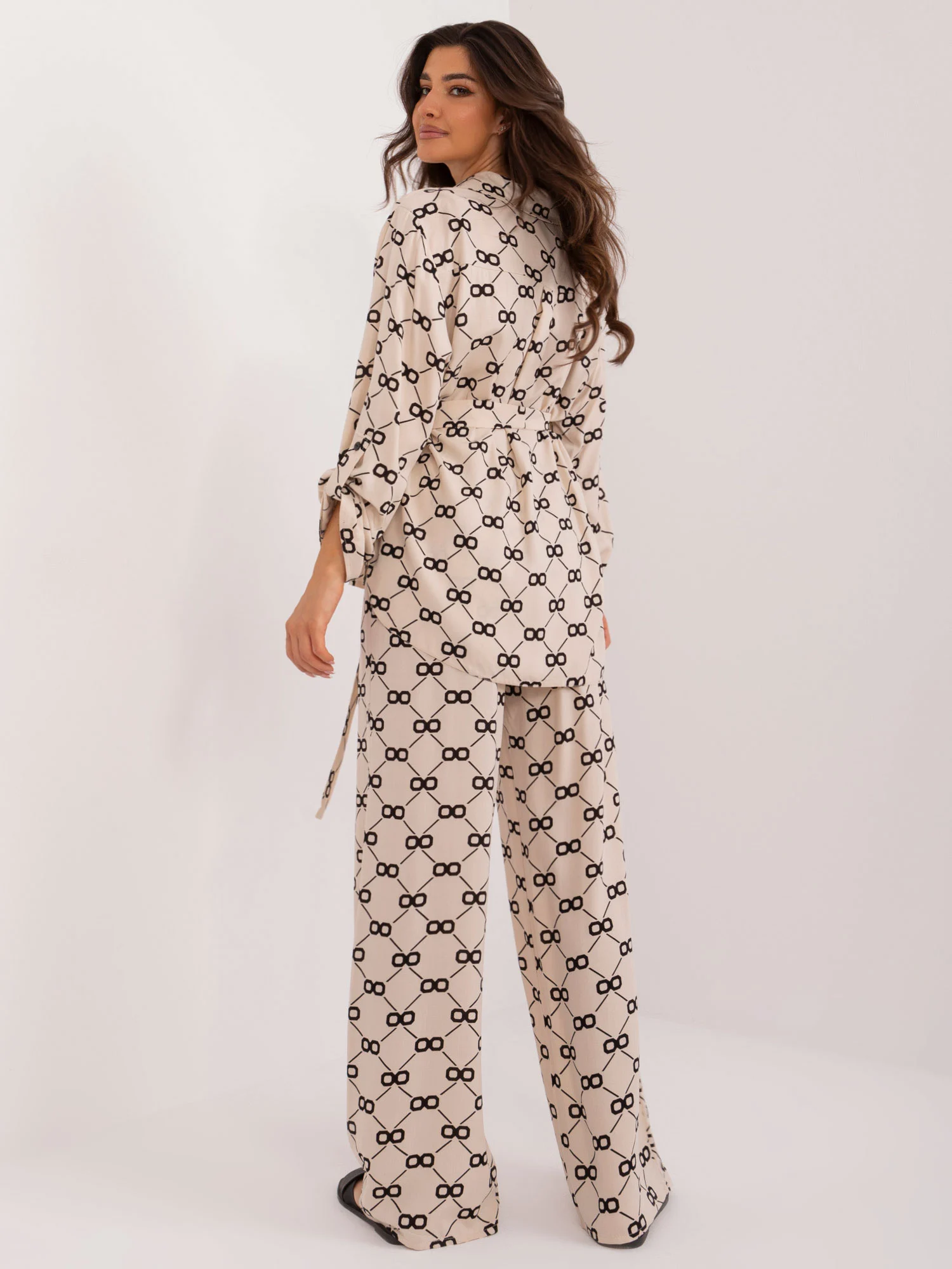 Compleu Dama Maneca lunga, Dreapta, LAKERTA, Bej Casual - imagine 3