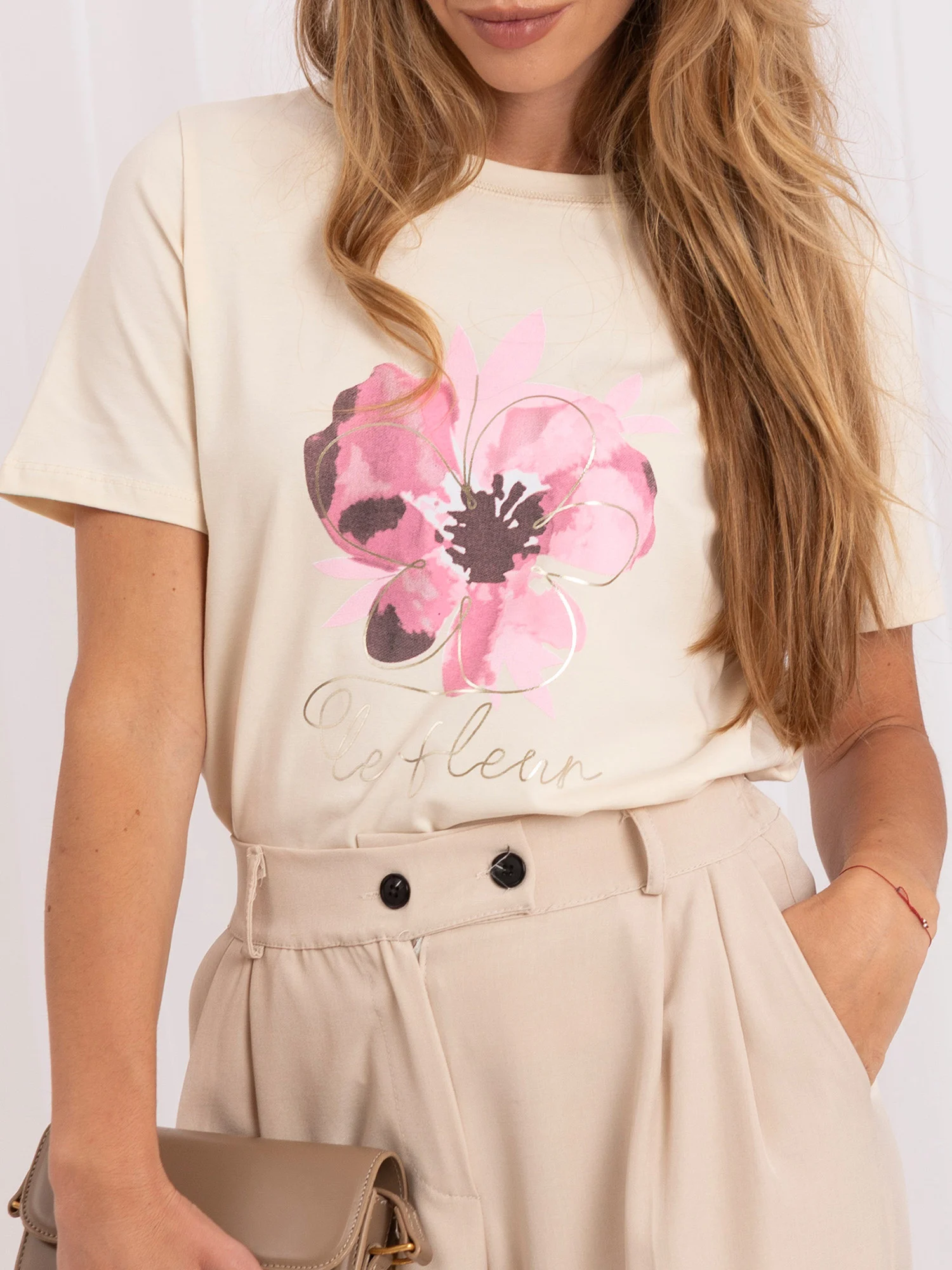 Tricou Dama Mini, Floral, RUE PARIS, Bej Casual - imagine 3