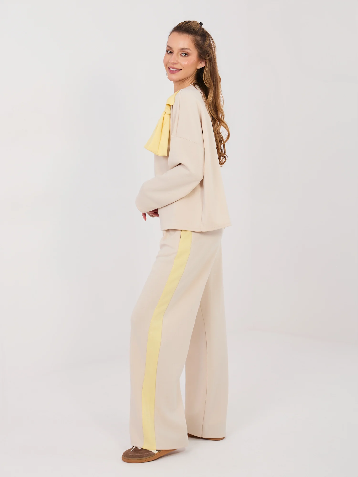 Compleu Dama Maneca lunga, Larga, RUE PARIS, Bej Casual - imagine 5