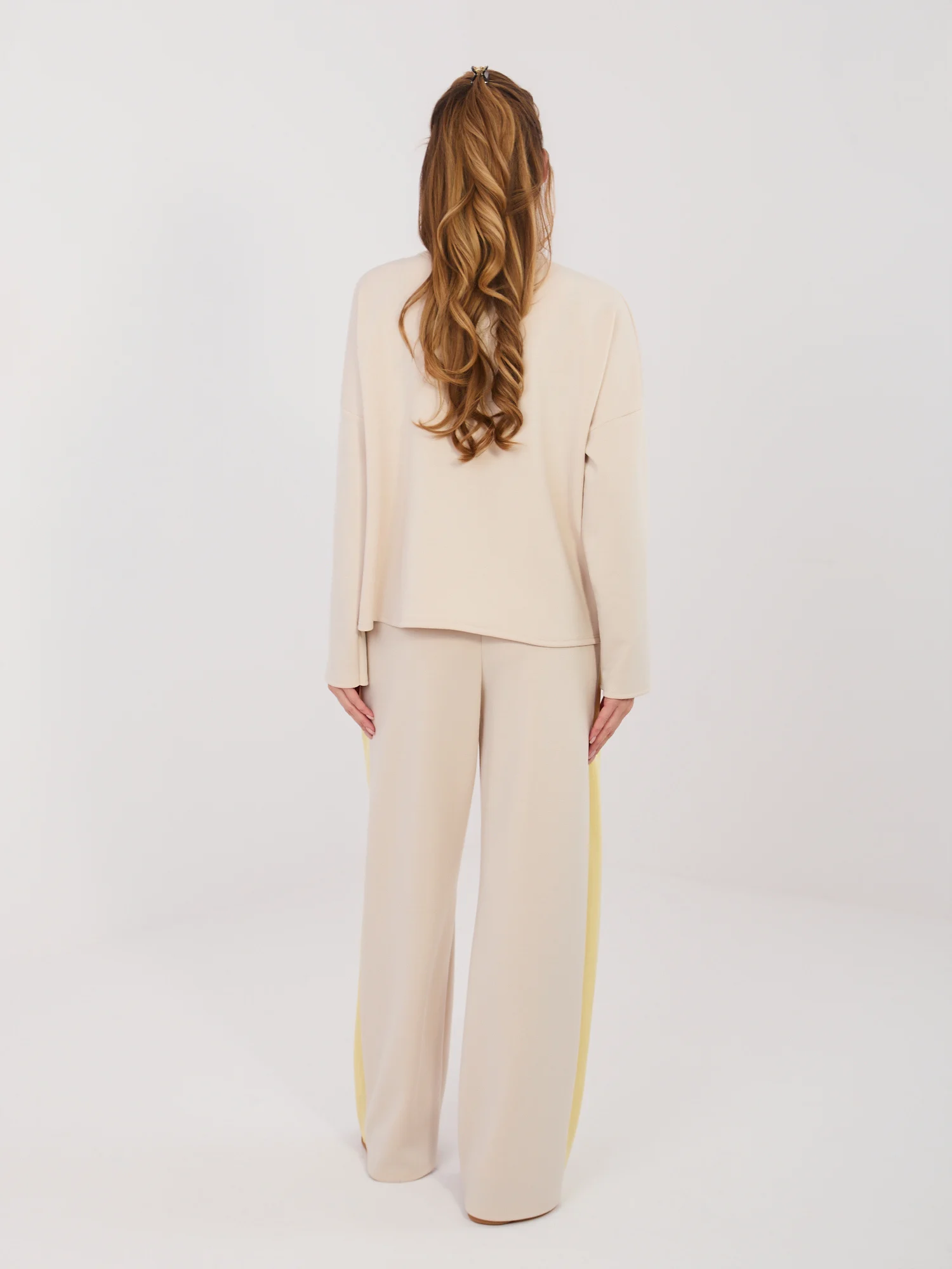 Compleu Dama Maneca lunga, Larga, RUE PARIS, Bej Casual - imagine 6