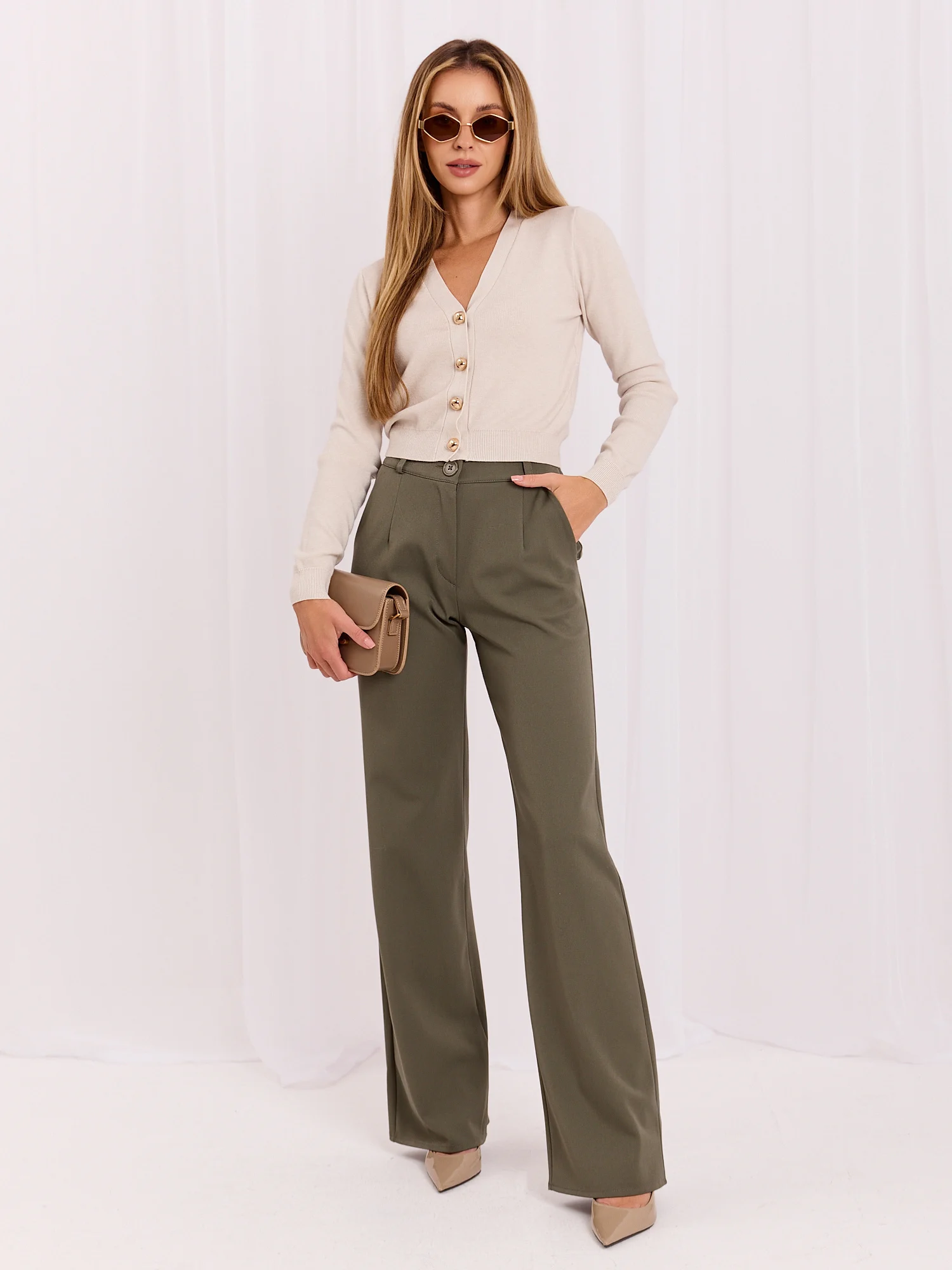 Pulover Dama Mini, Elegant, ITALY MODA, Bej Eleganta Office - imagine 6