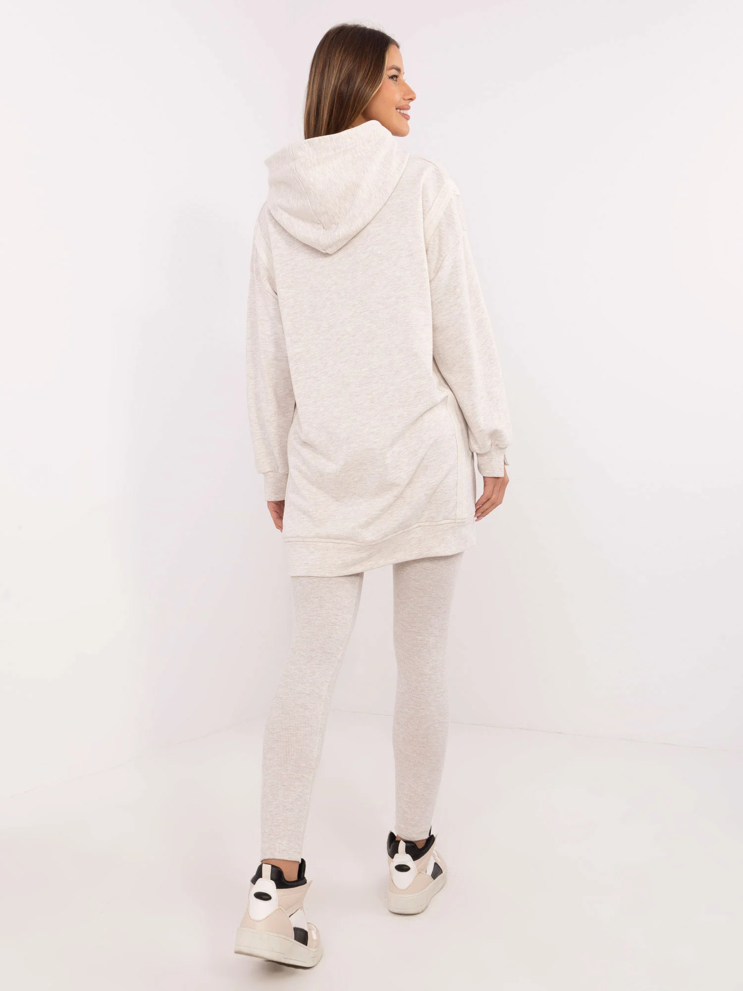 Compleu Dama Maneca lunga, Dungi, My Red Lips, Bej Casual - imagine 6