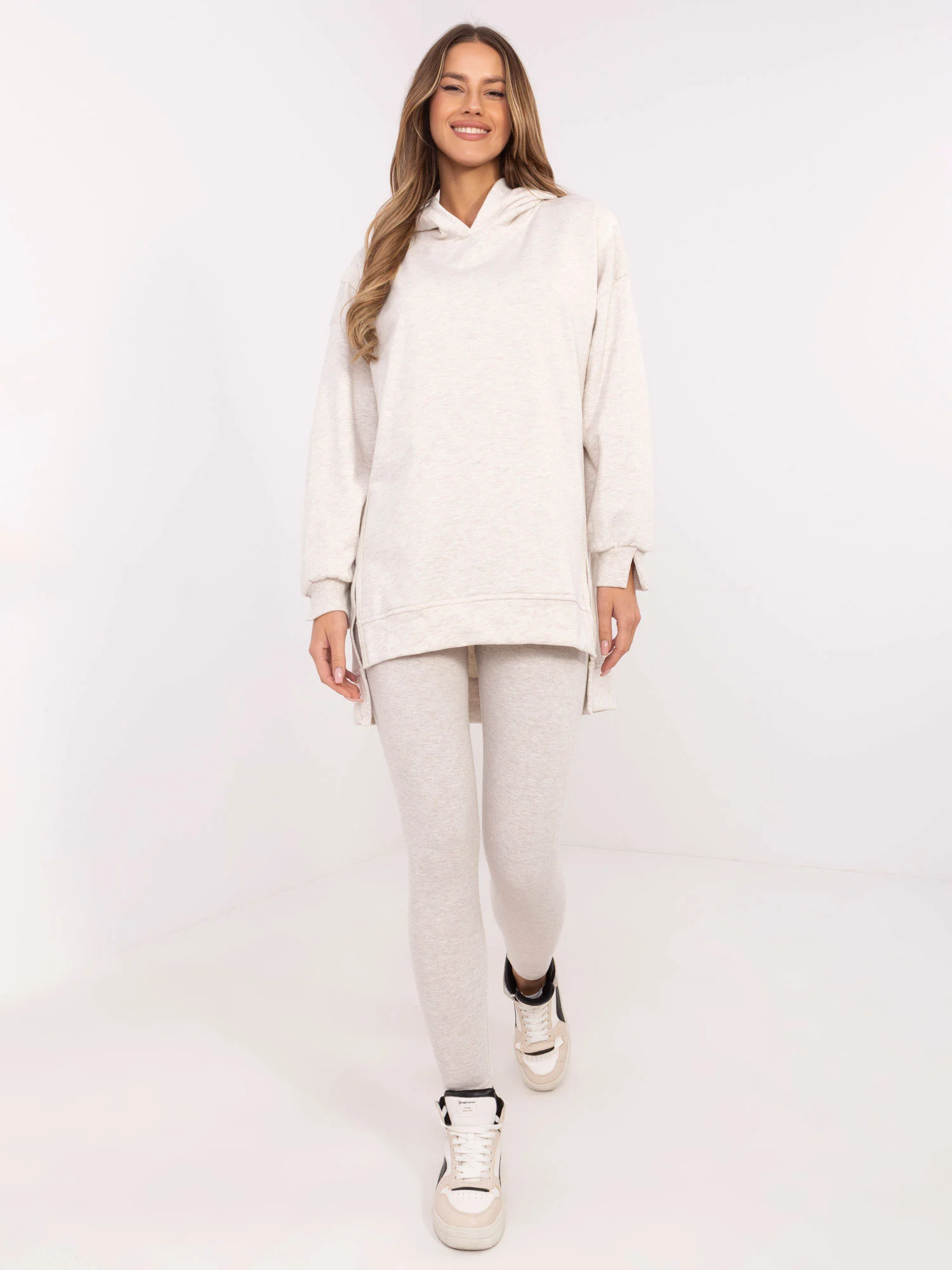 Compleu Dama Maneca lunga, Dungi, My Red Lips, Bej Casual - imagine 2