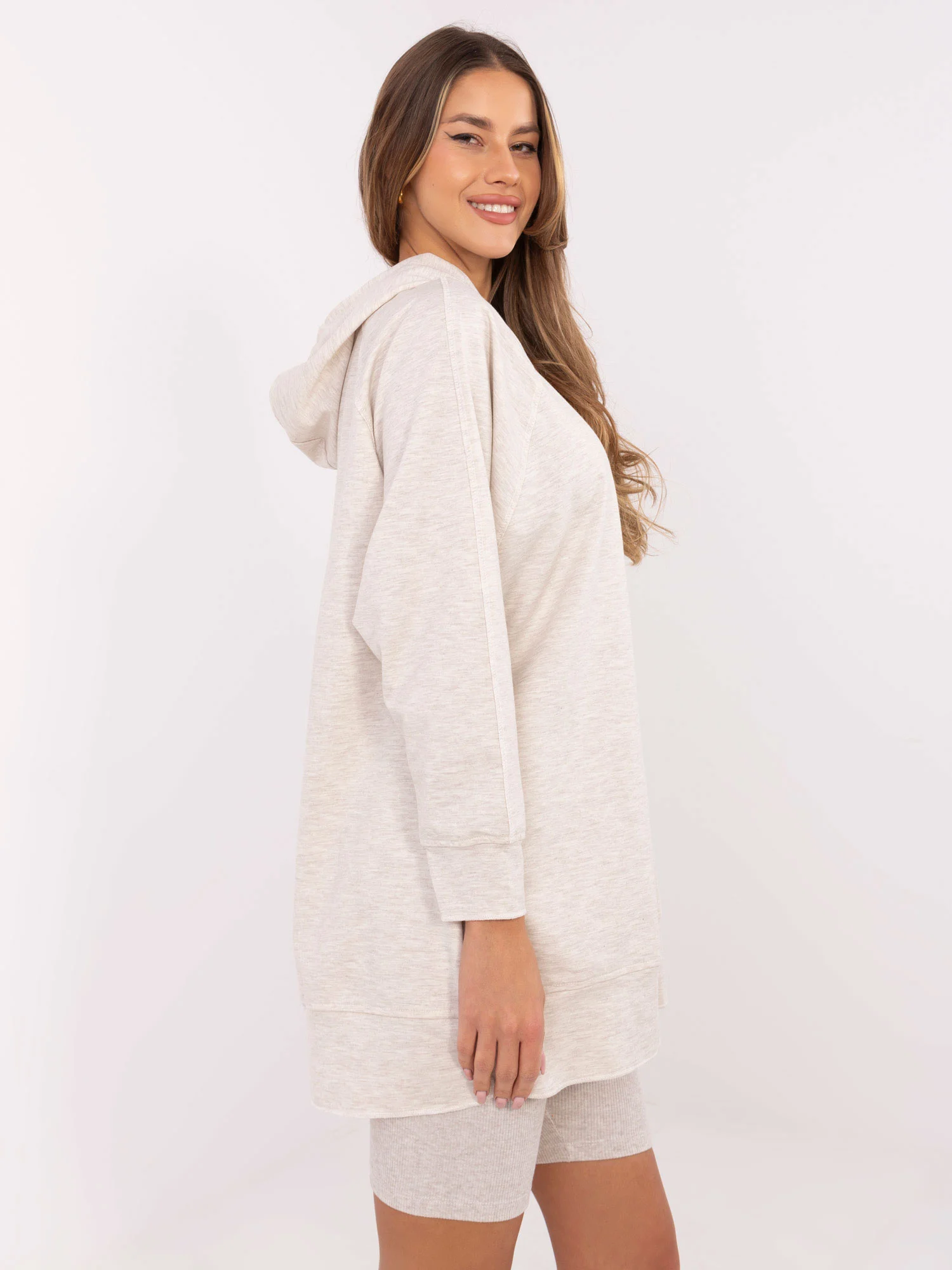 Compleu Dama Maneca lunga, Dungi, My Red Lips, Bej Casual - imagine 4