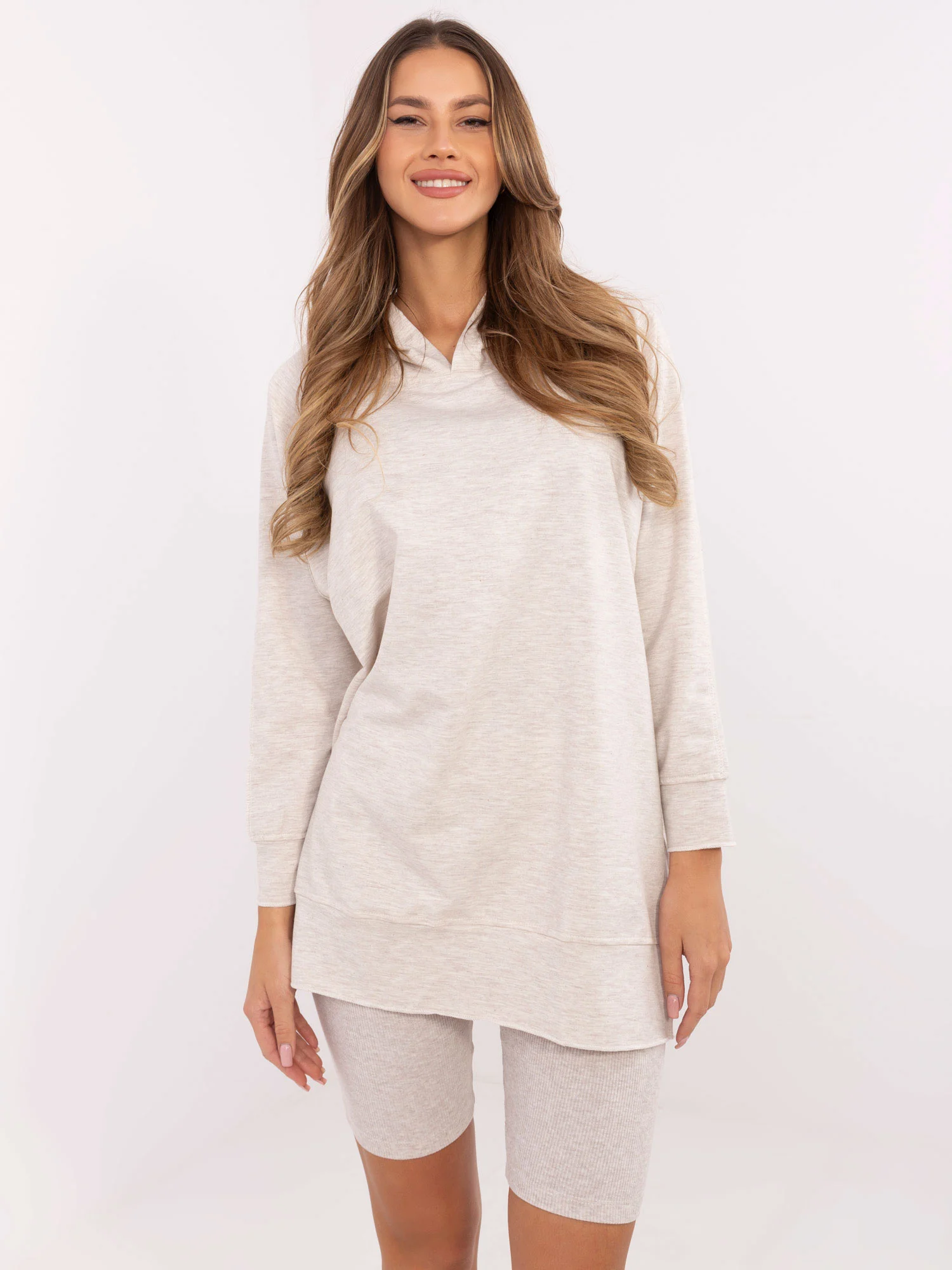 Compleu Dama Maneca lunga, Dungi, My Red Lips, Bej Casual - imagine 3