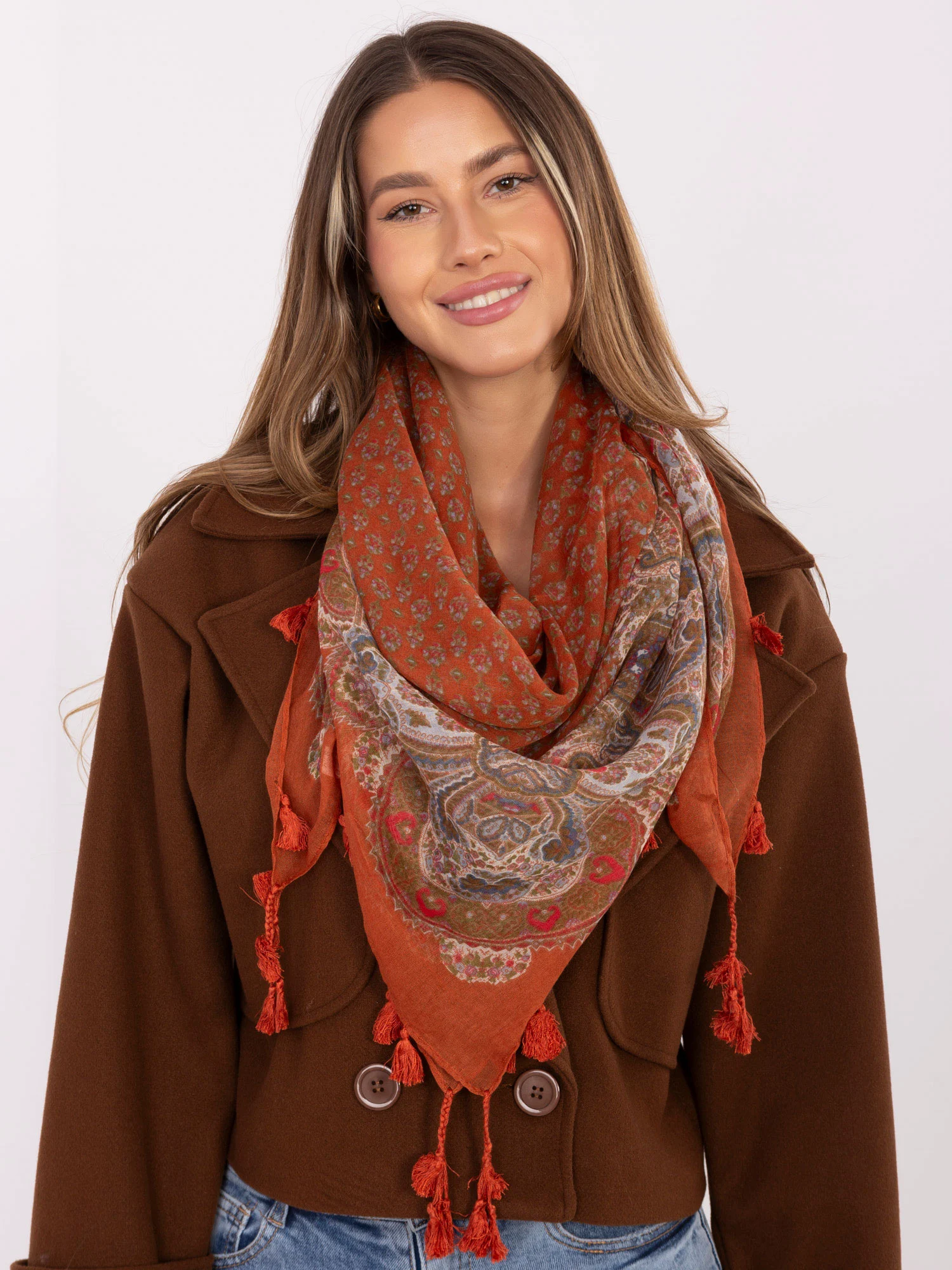 Bandana Dama Imprimat, Viscoza, Fashion Hunters, Maro - imagine 4