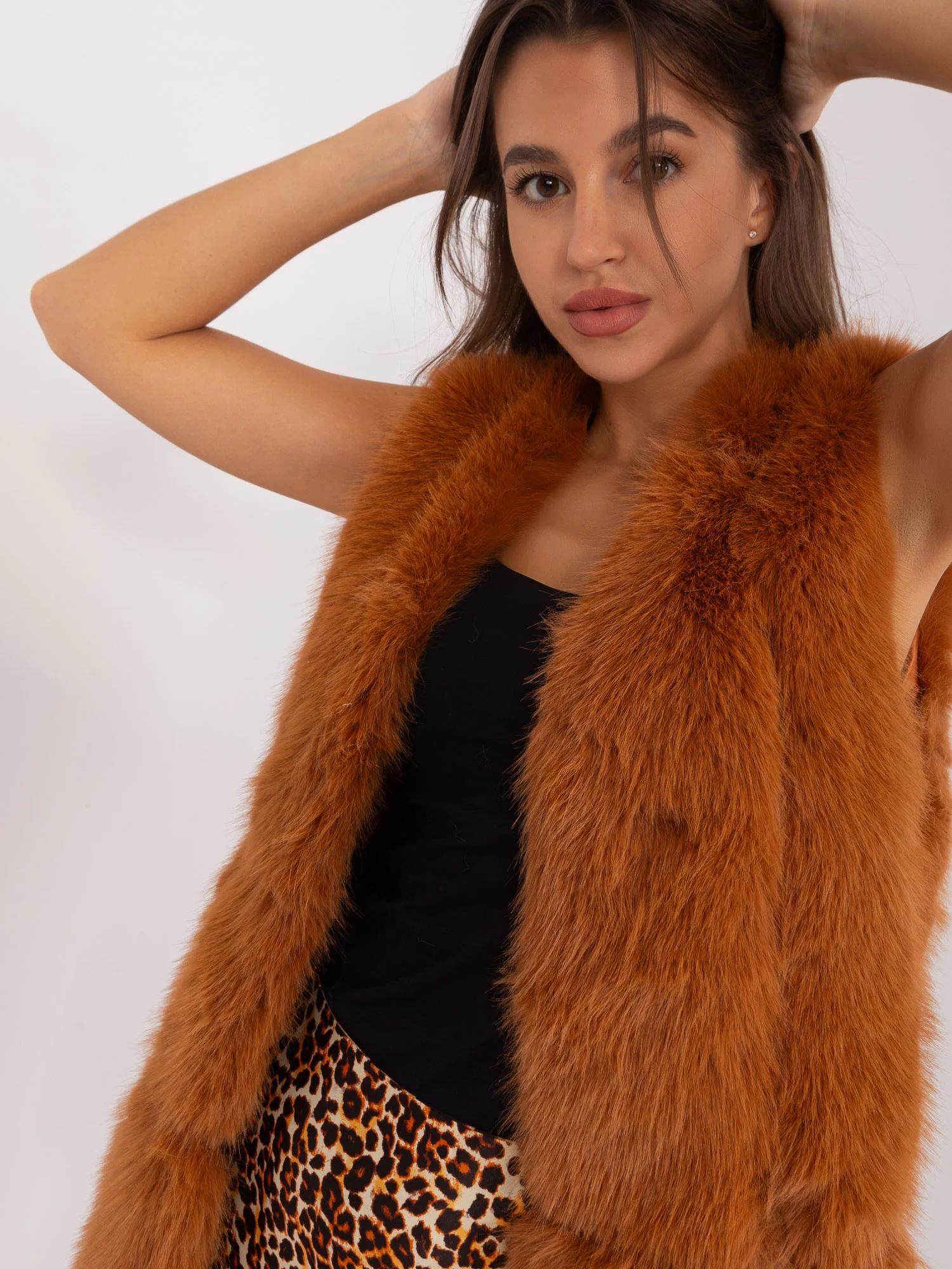 Vesta Dama Fara maneci, Guler inalt, Wool Fashion Italia, Maro de Vara Marimi Mari - imagine 6