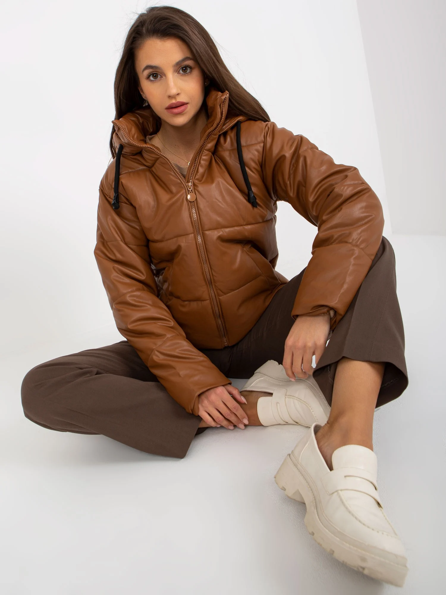 Jacheta Dama Maneca lunga, Guler inalt, Z-Desing Jacket Style, Maro Casual - imagine 2