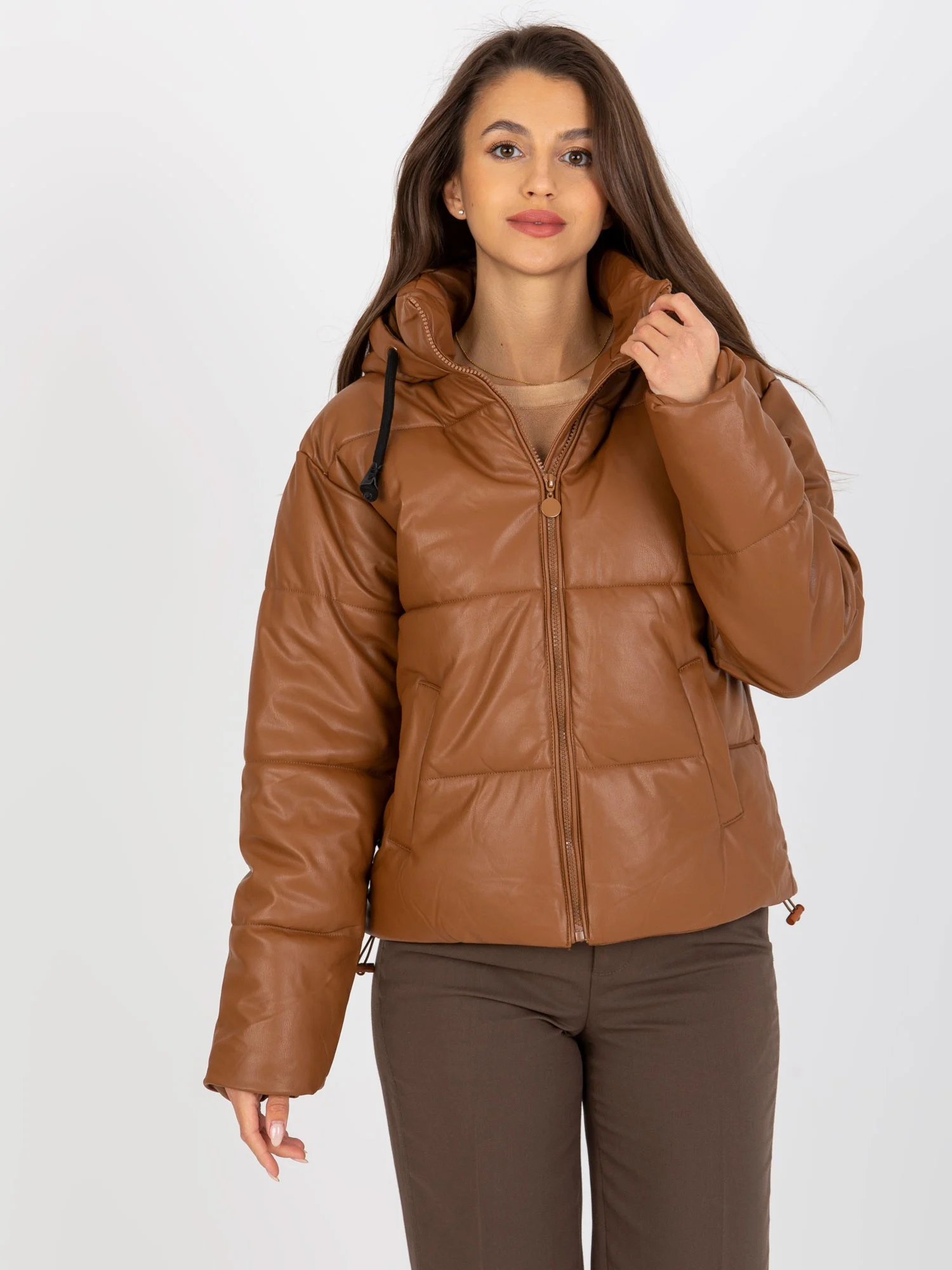 Jacheta Dama Maneca lunga, Guler inalt, Z-Desing Jacket Style, Maro Casual - imagine 3