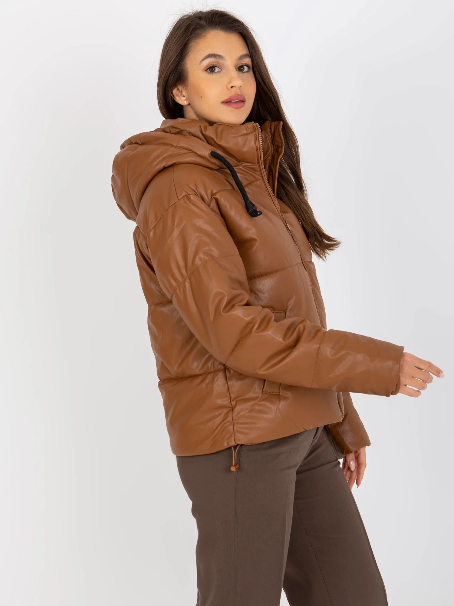 Jacheta Dama Maneca lunga, Guler inalt, Z-Desing Jacket Style, Maro Casual - imagine 4