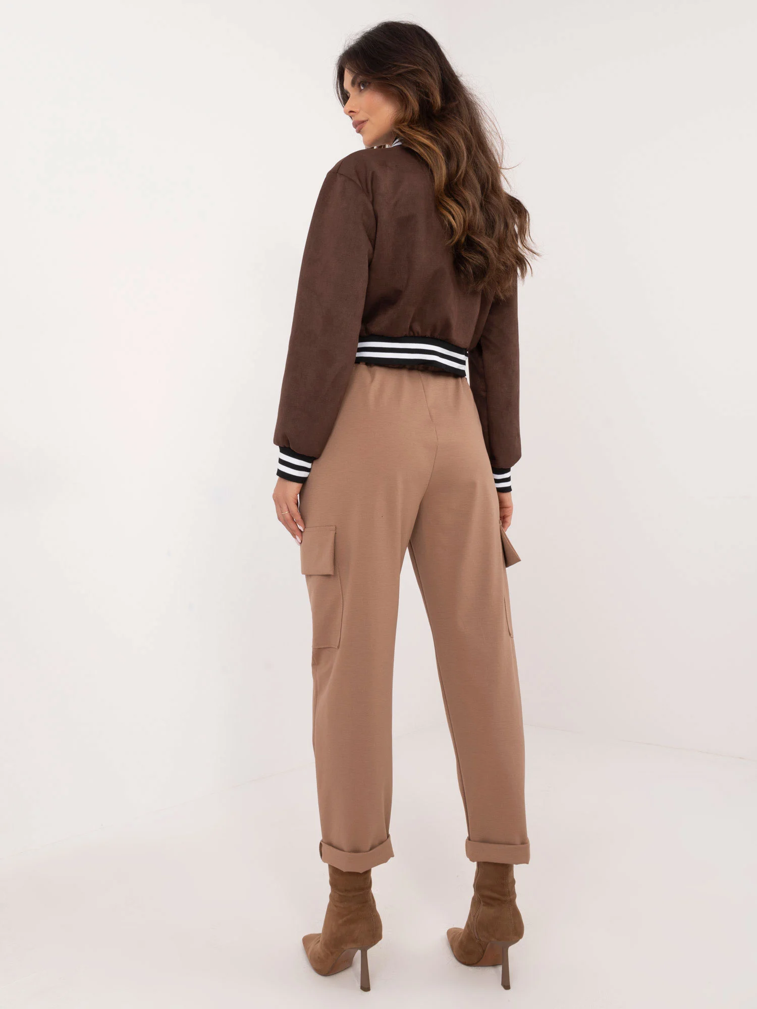 Pantaloni Dama Conica, Guler inalt, Och Bella, Maro Eleganta Office - imagine 4