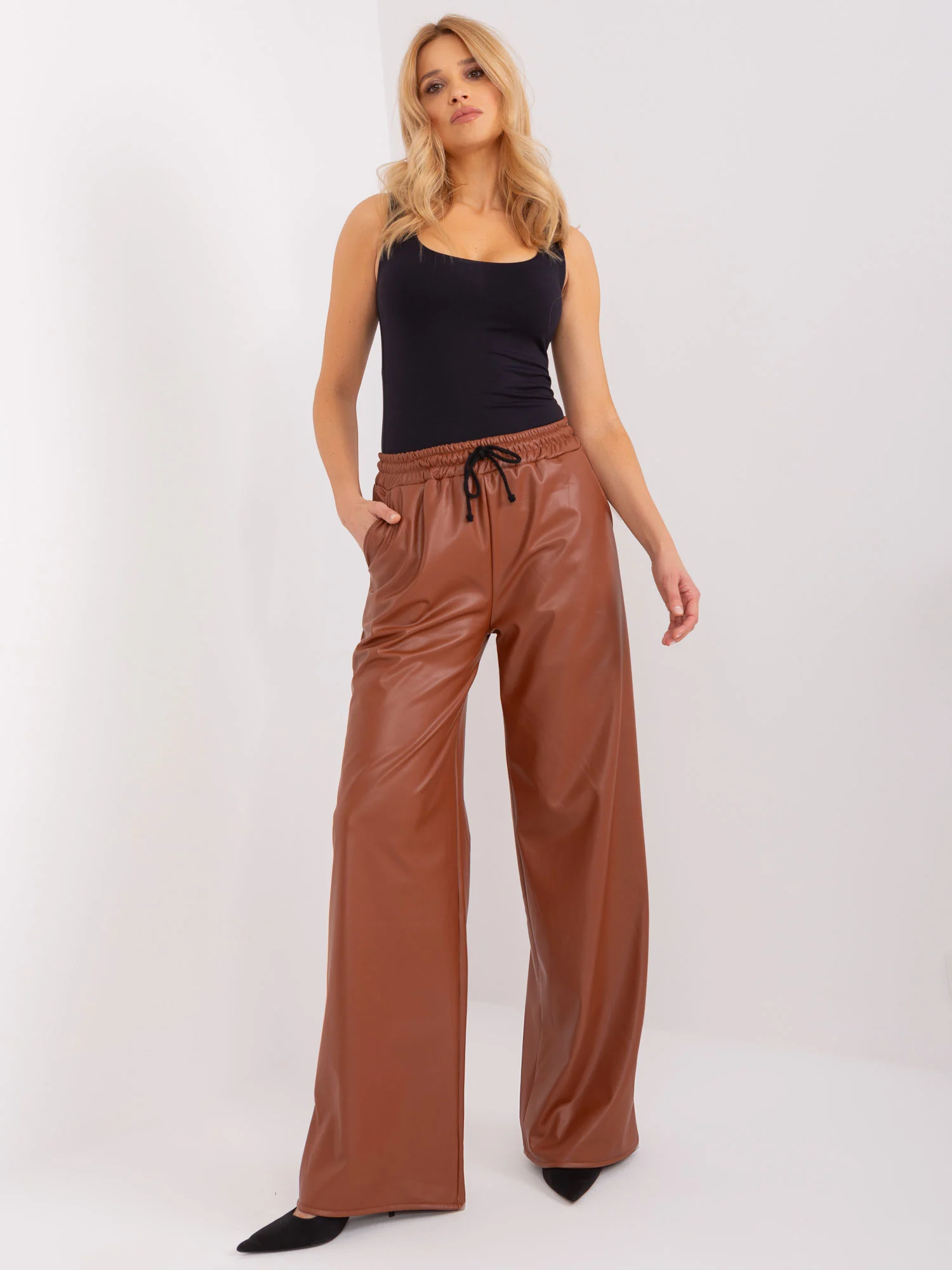 Pantaloni Dama Larga, Guler inalt, LAKERTA, Maro Eleganta Office - imagine 3