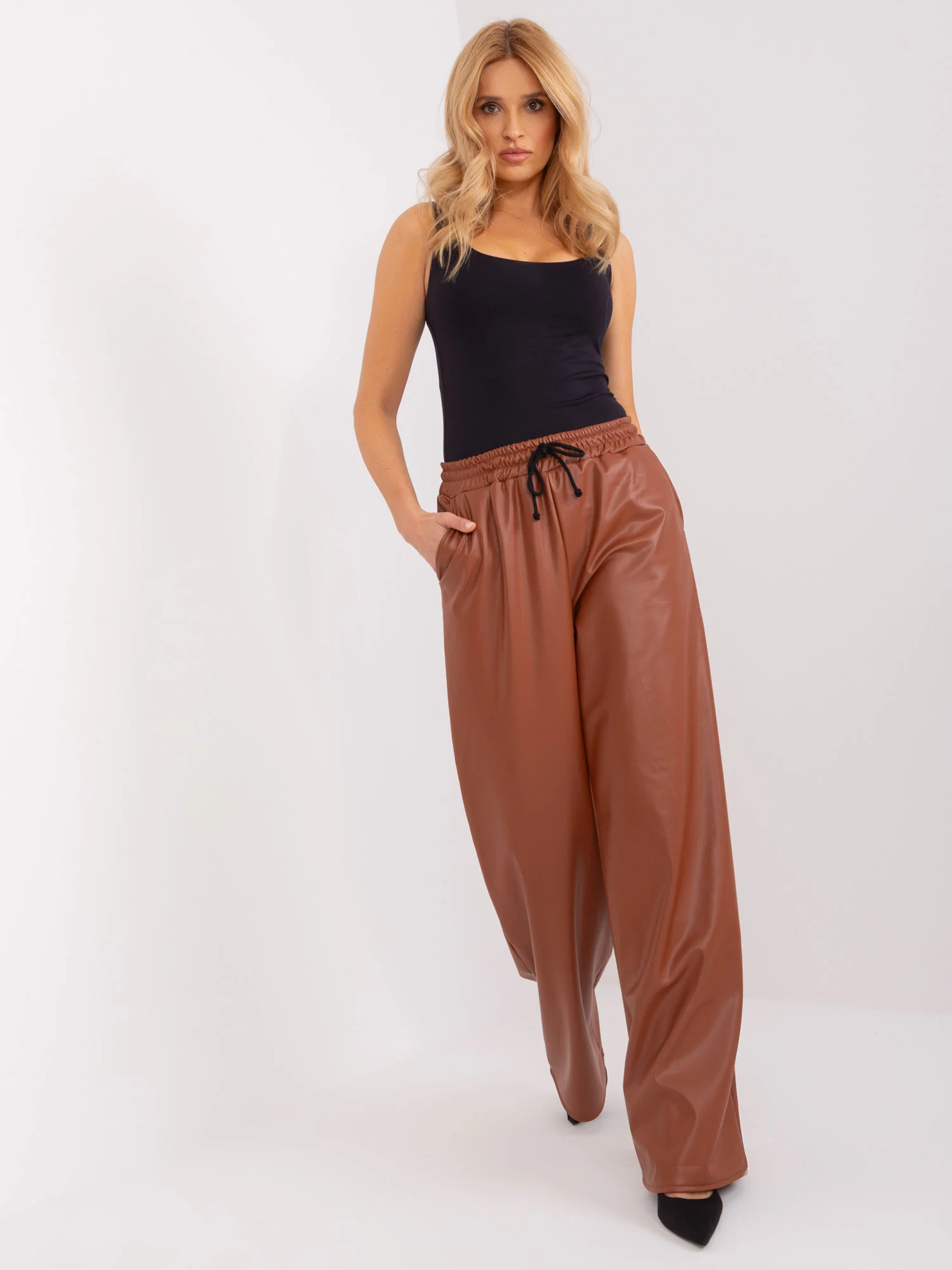 Pantaloni Dama Larga, Guler inalt, LAKERTA, Maro Eleganta Office - imagine 4