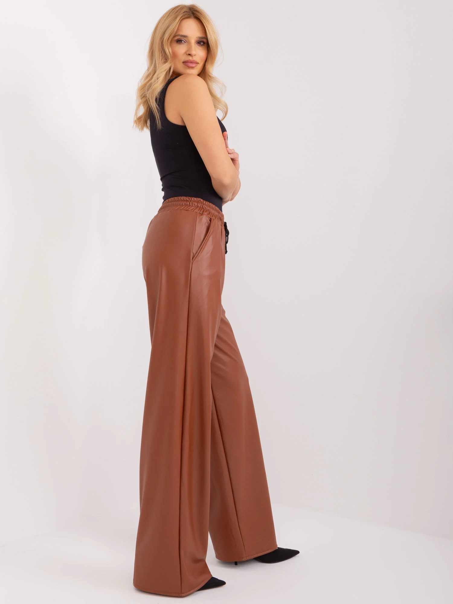 Pantaloni Dama Larga, Guler inalt, LAKERTA, Maro Eleganta Office - imagine 6