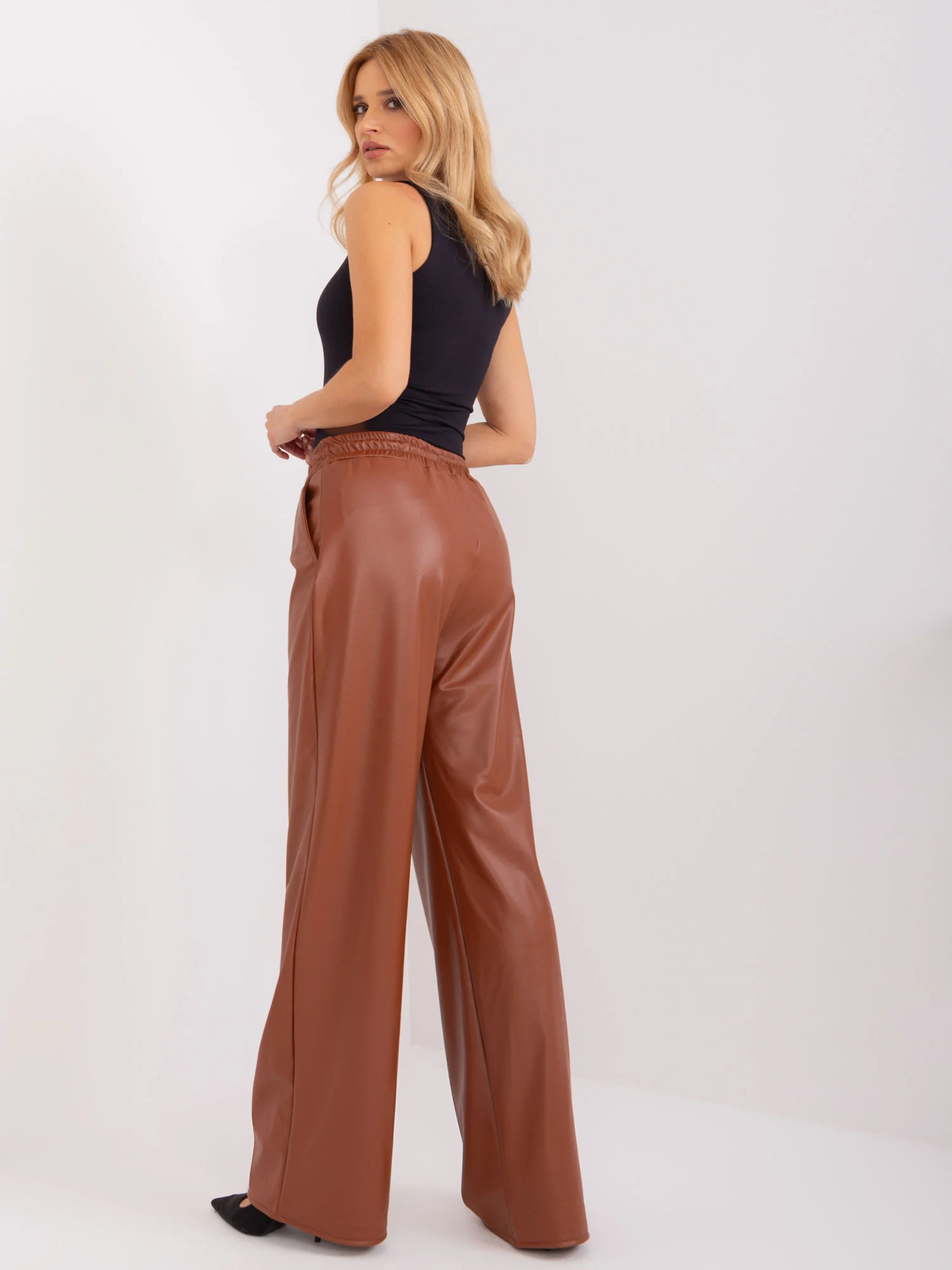 Pantaloni Dama Larga, Guler inalt, LAKERTA, Maro Eleganta Office - imagine 2