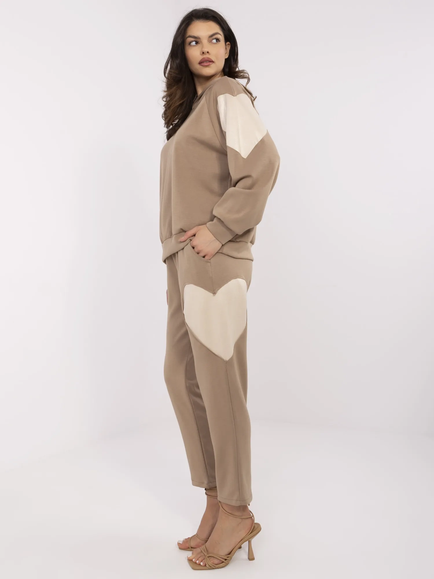 Compleu Dama Maneca lunga, Dreapta, ITALY MODA, Maro Casual - imagine 4