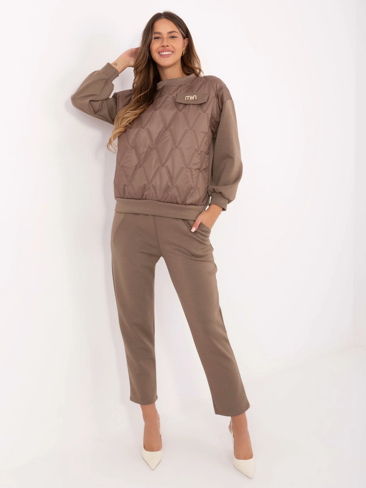 Compleu Dama Maneca lunga, Conica, ITALY MODA, Maro Casual - imagine 5