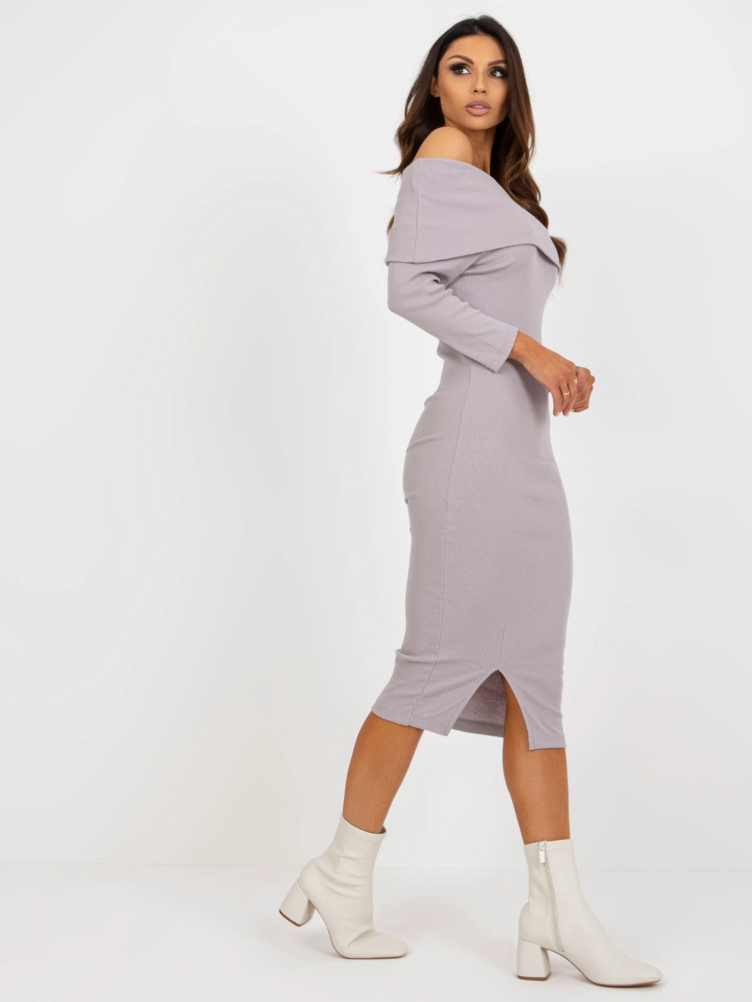 Rochie Dama Midi, Dungi, Lily Rose, Mov - Image 2