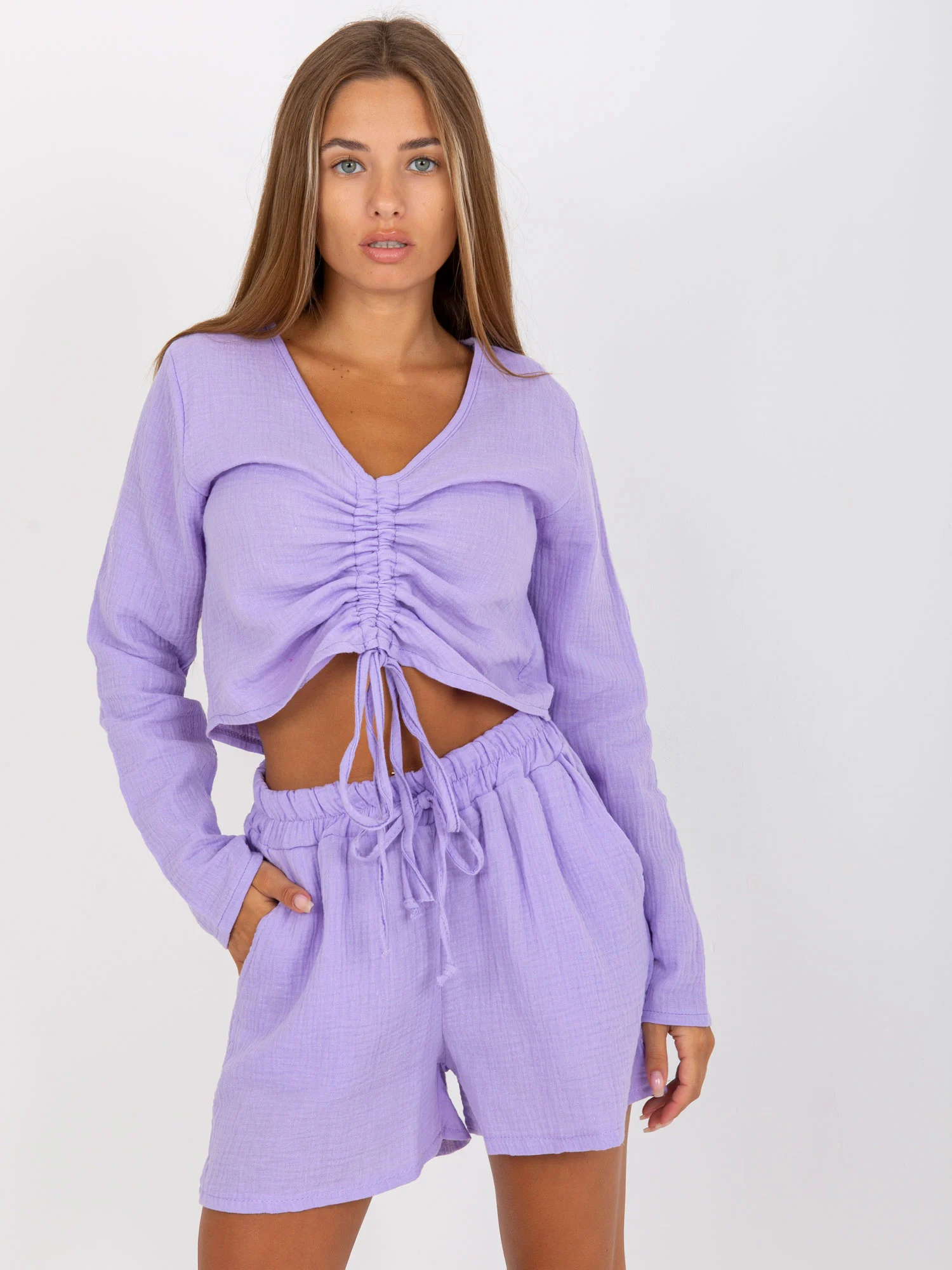 Bluza Dama Mini, Decolteu in V, Sublevel, Mov Casual - imagine 6