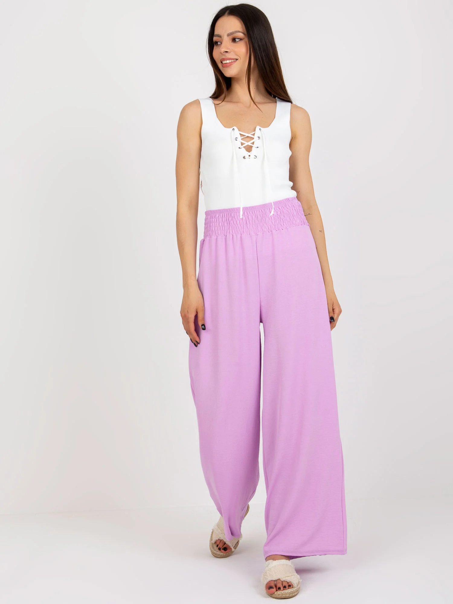 Pantaloni Dama Lejera, Guler inalt, ITALY MODA, Mov Casual - imagine 4