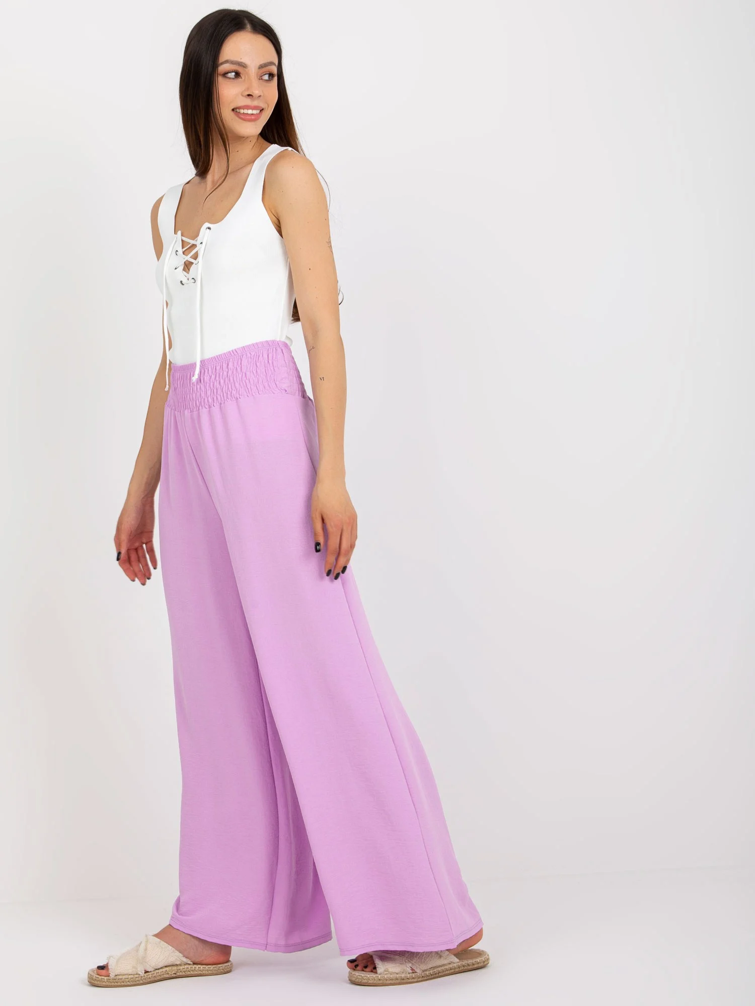 Pantaloni Dama Lejera, Guler inalt, ITALY MODA, Mov Casual - imagine 2