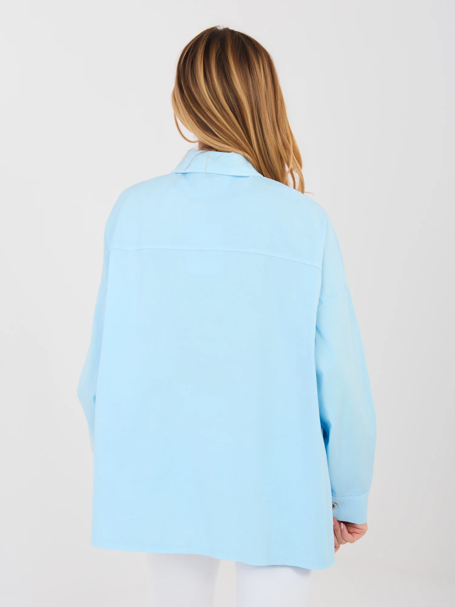Camasa Dama Maneca lunga, Guler inalt, ITALY MODA, Albastru Casual - imagine 7