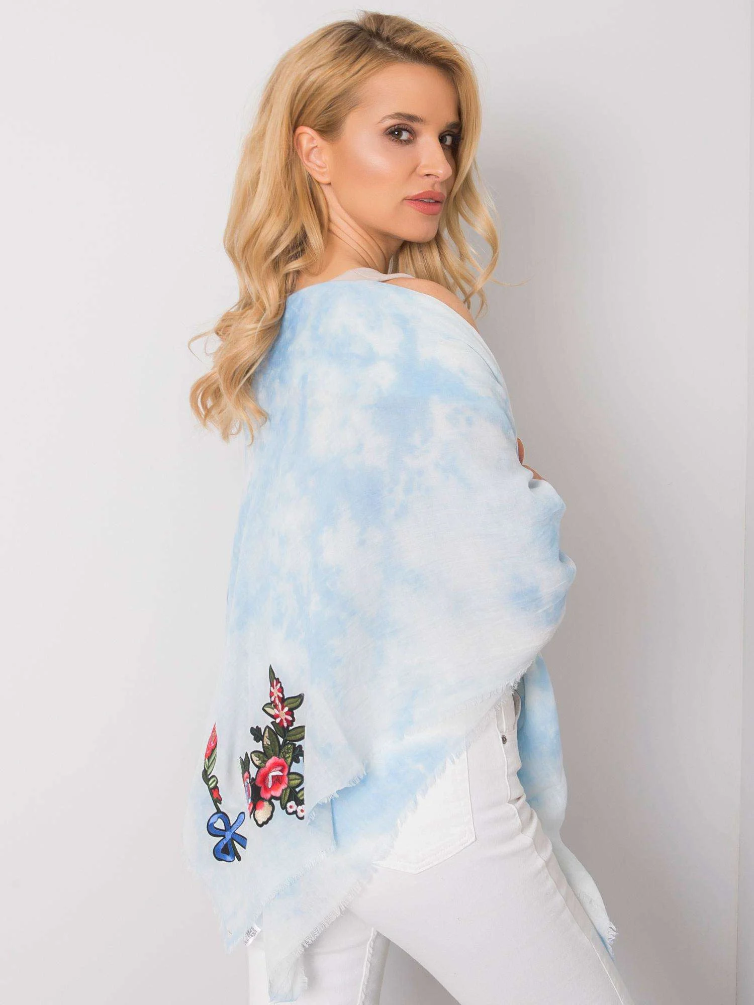 Bandana Dama Imprimat, Viscoza, Fashion Hunters, Albastru - imagine 3