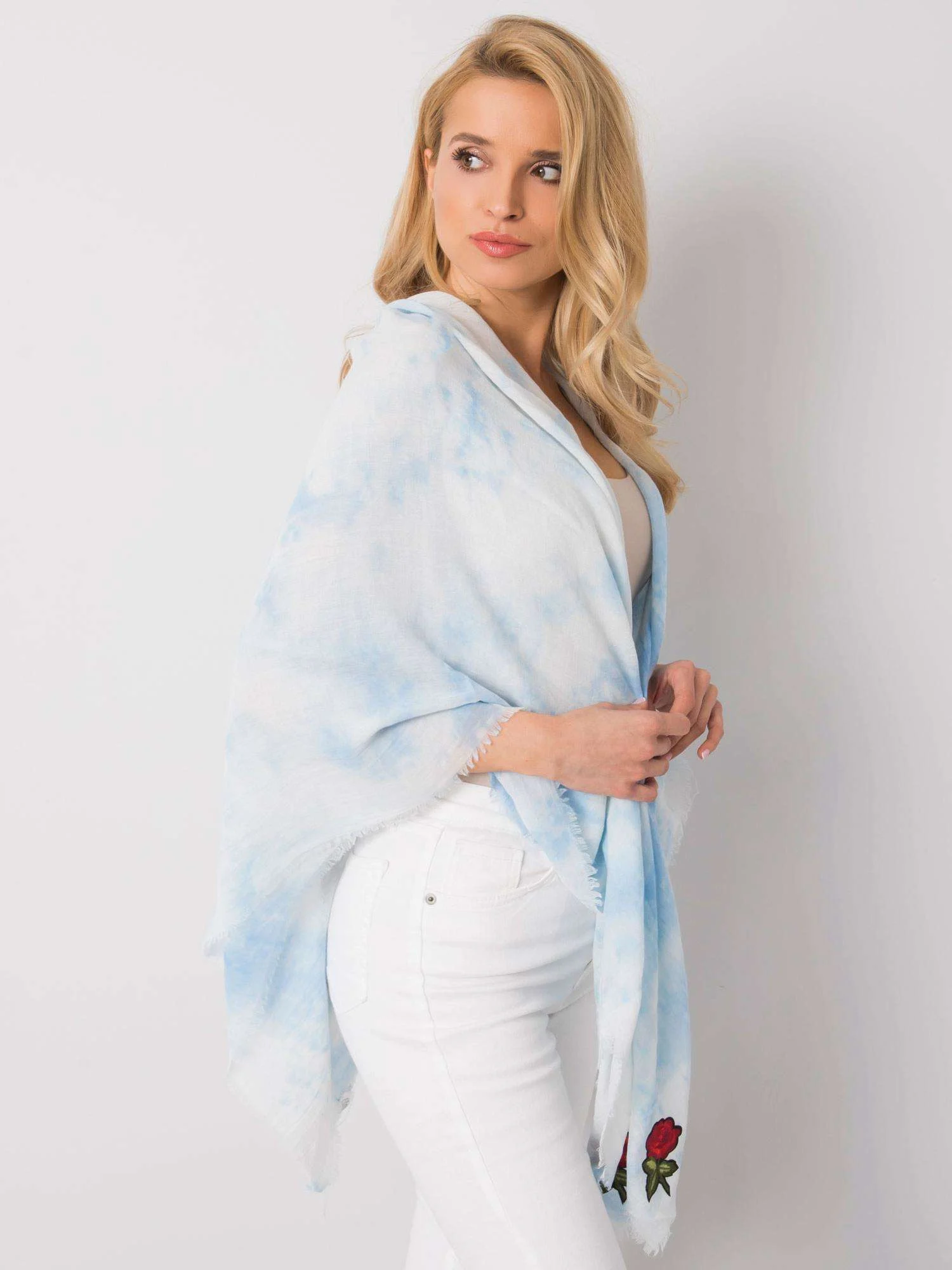 Bandana Dama Imprimat, Viscoza, Fashion Hunters, Albastru - imagine 4