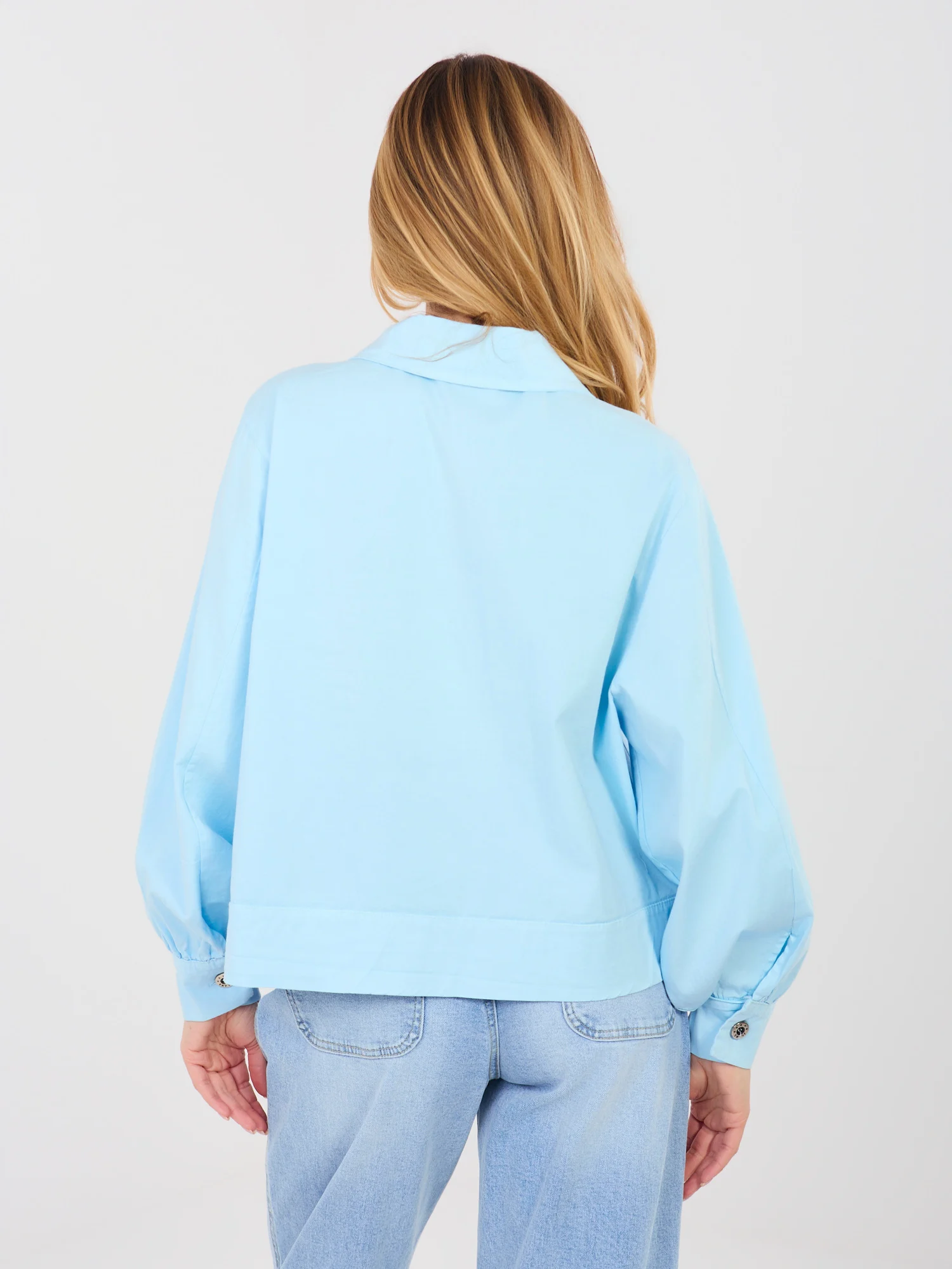 Jacheta Dama Mini, Guler inalt, RUE PARIS, Albastru Casual - imagine 4