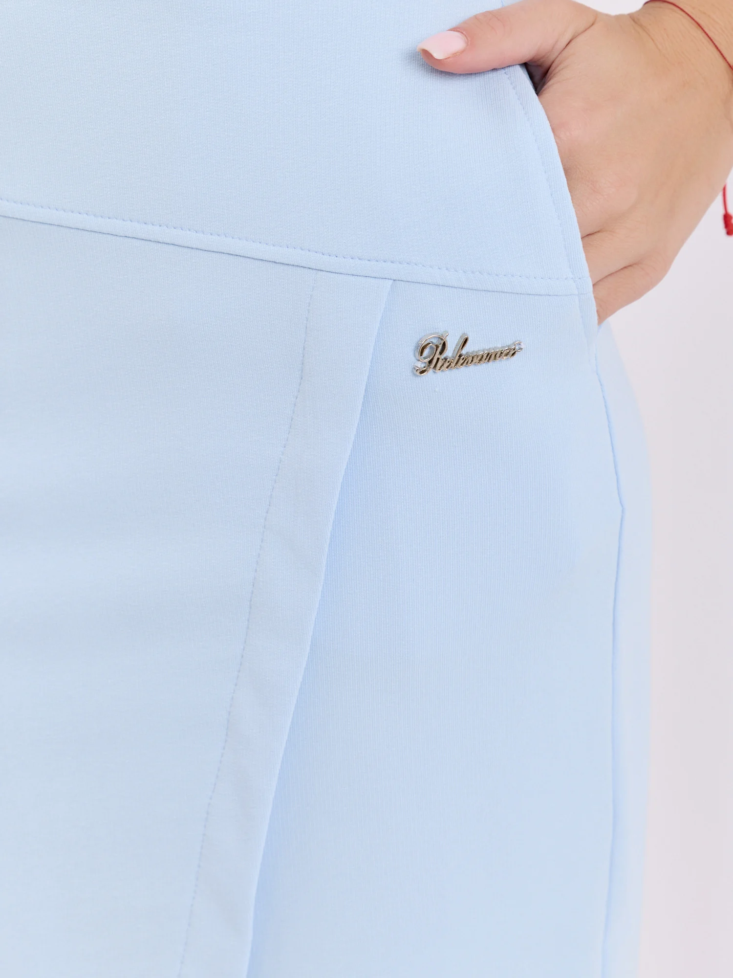 Fusta Dama Midi, Bumbac, RELEVANCE, Albastru Eleganta Office - imagine 3